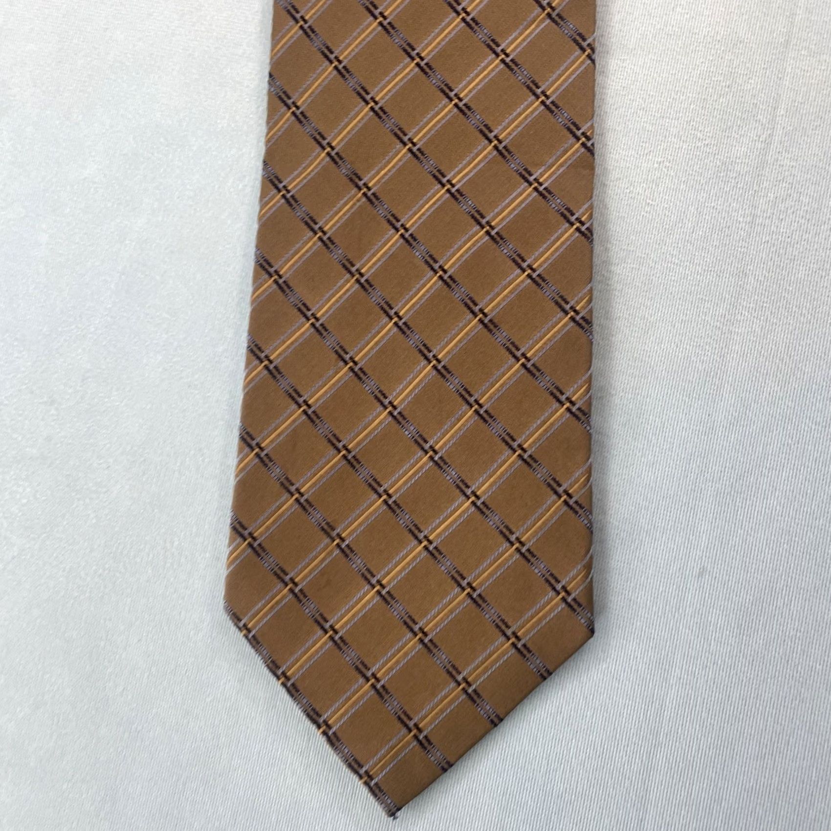 Vintage VINTAGE Valerio Galati Silk Tie Brown Plaid Western Capsule Wide vtg 90s 4x59" Men's Tie Size ONE SIZE - 3 Thumbnail