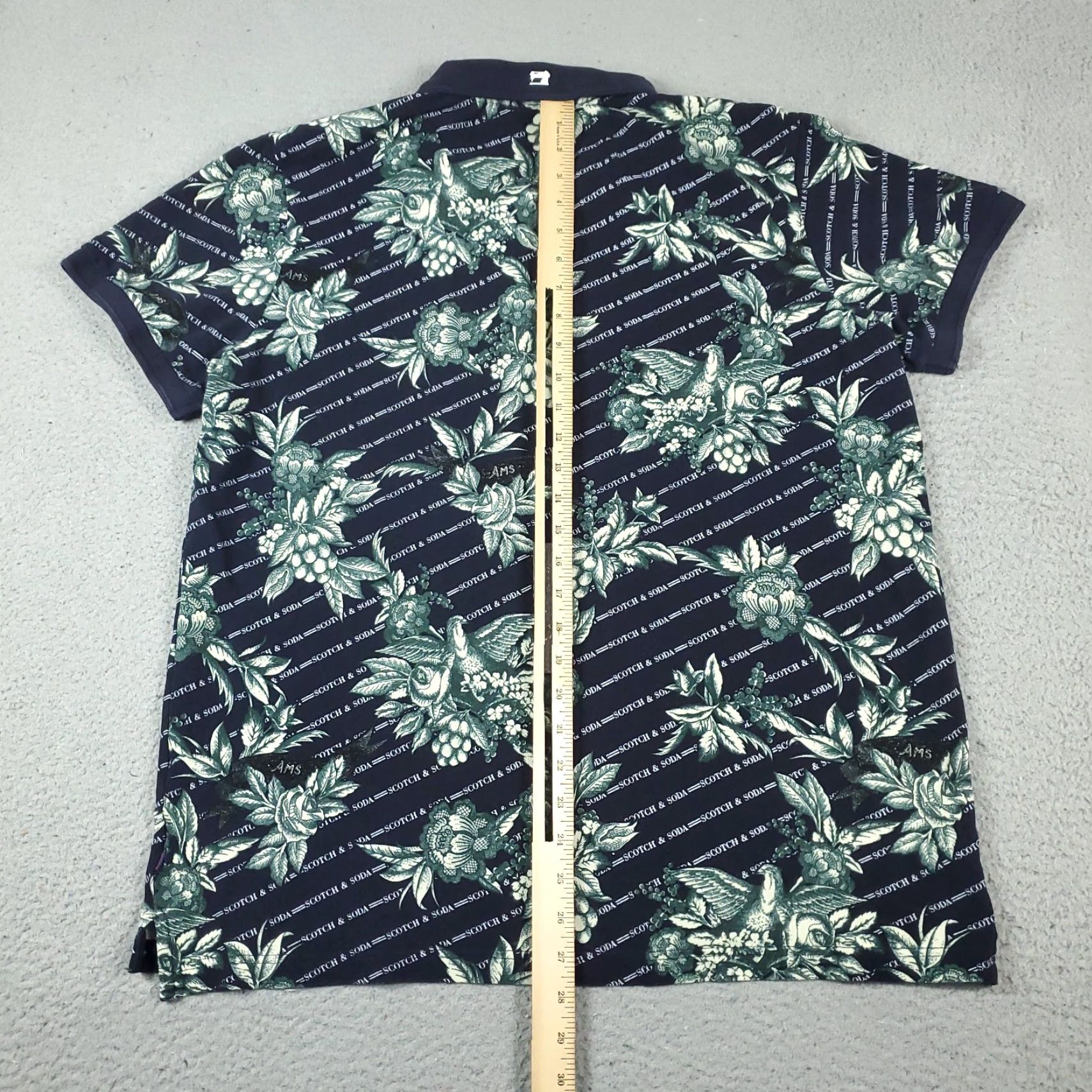Scotch & Soda Scotch & Soda Polo Shirt 2XL Blue Floral Short Sleeve Casual Adult Mens Size US XXL / EU 58 / 5 - 3 Thumbnail