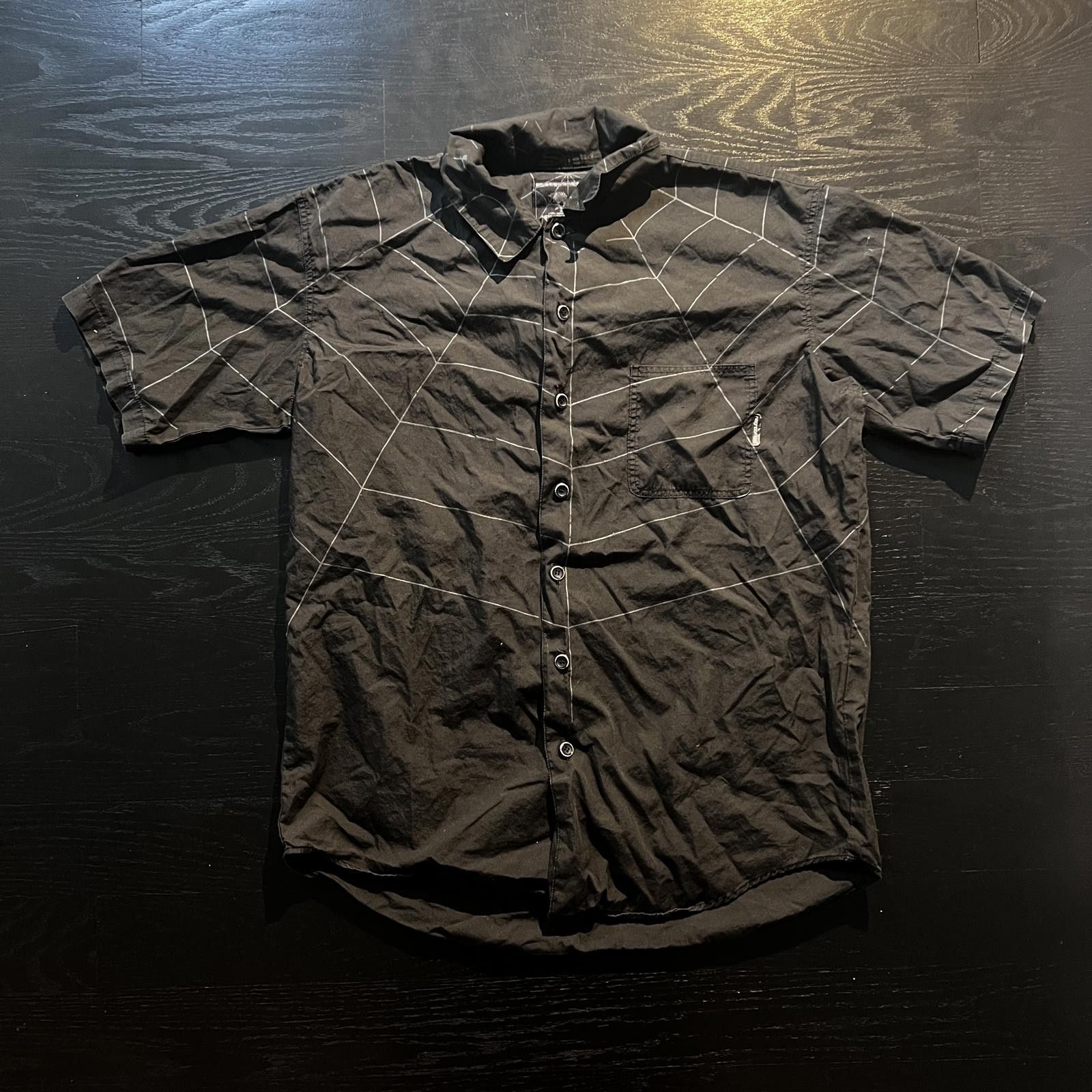 Neighborhood Neighborhood Short Sleeve Button Up Shirt Black Spider Web Size US L / EU 52-54 / 3 - 1 Thumbnail