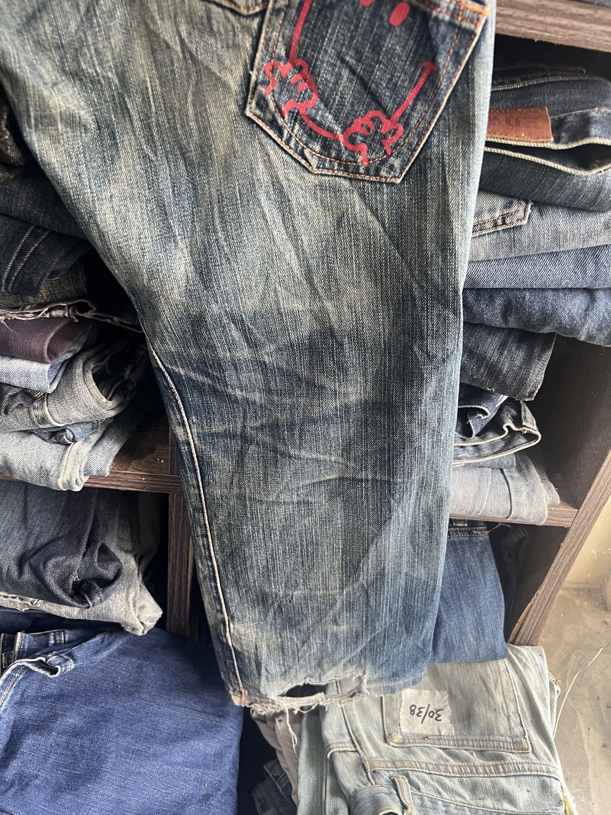 If Six Was Nine 🔥Mr Men Little Miss Multipockets Distressed Denim Size US 30 / EU 46 - 6 Thumbnail