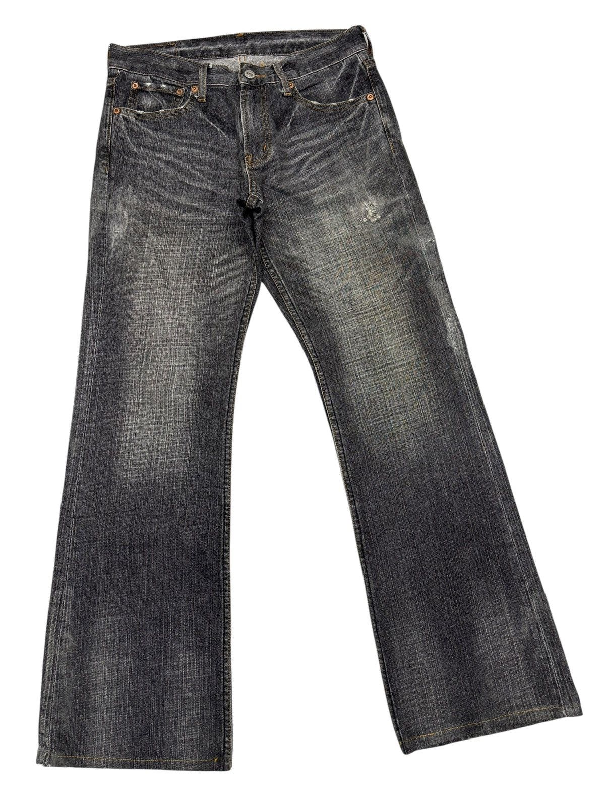 If Six Was Nine Bobson CrackWash Faded Black Distressed Flared Jeans Size US 29 - 3 Thumbnail