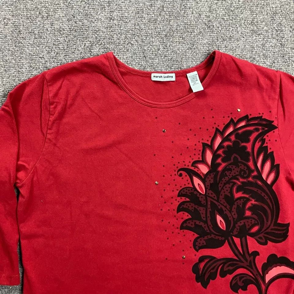 Other Marsh Landing Top Womens Extra Large Red 3/4 Sleeve Floral Size XL / US 12-14 / IT 48-50 - 2 Thumbnail