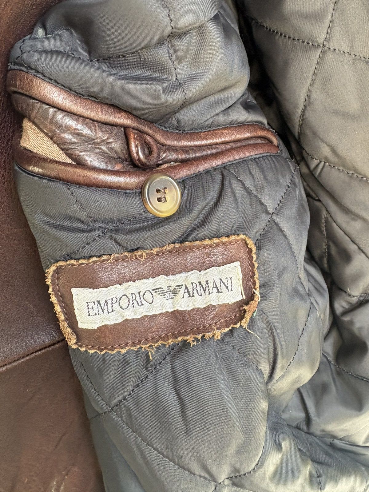 Emporio Armani Leather Moto Jacket Size US L / EU 52-54 / 3 - 7 Thumbnail