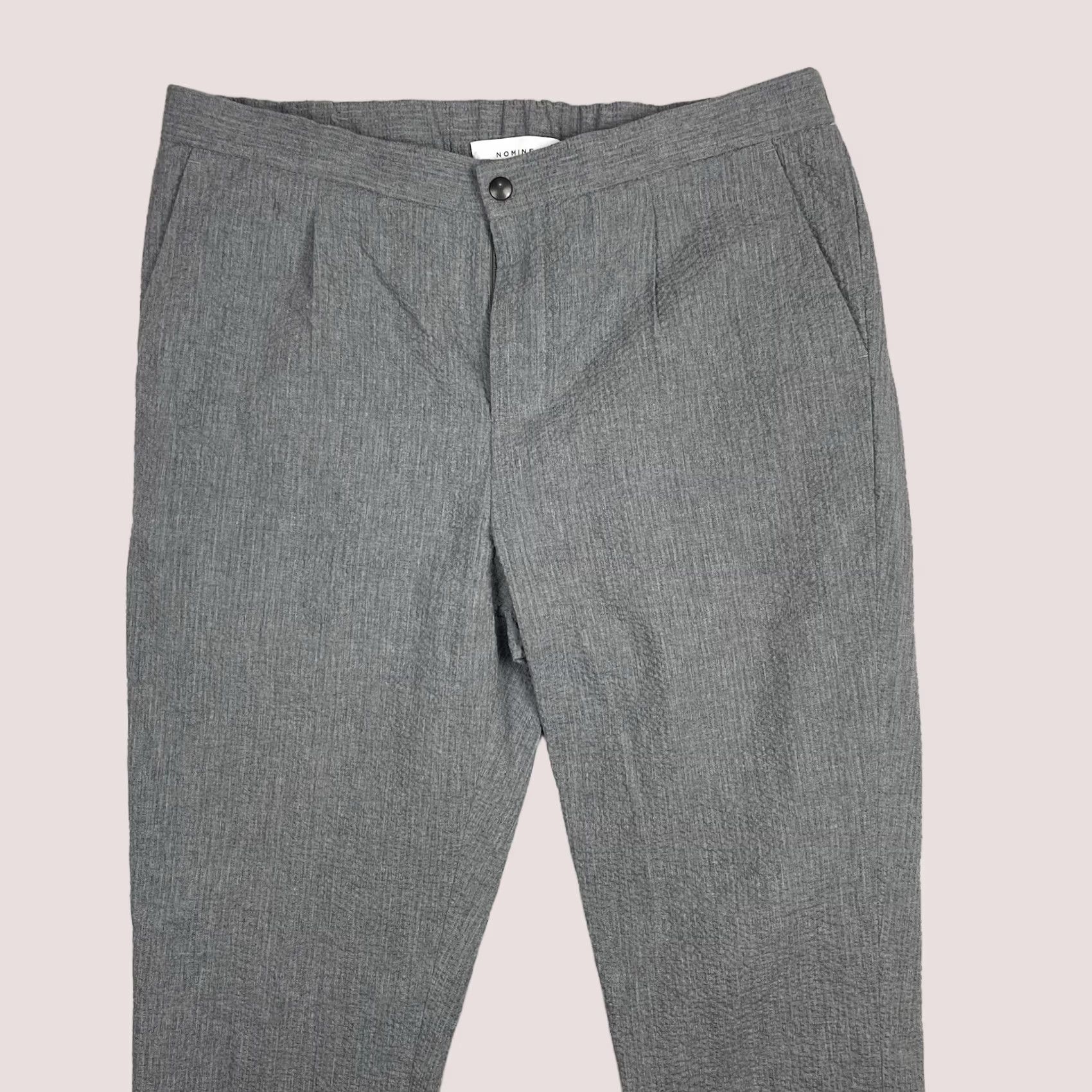 Vintage Nominee Pants Men 34 fits 34x30 Seersucker Casual Designer Slacks Pleated Gray Size US 34 / EU 50 - 1 Thumbnail
