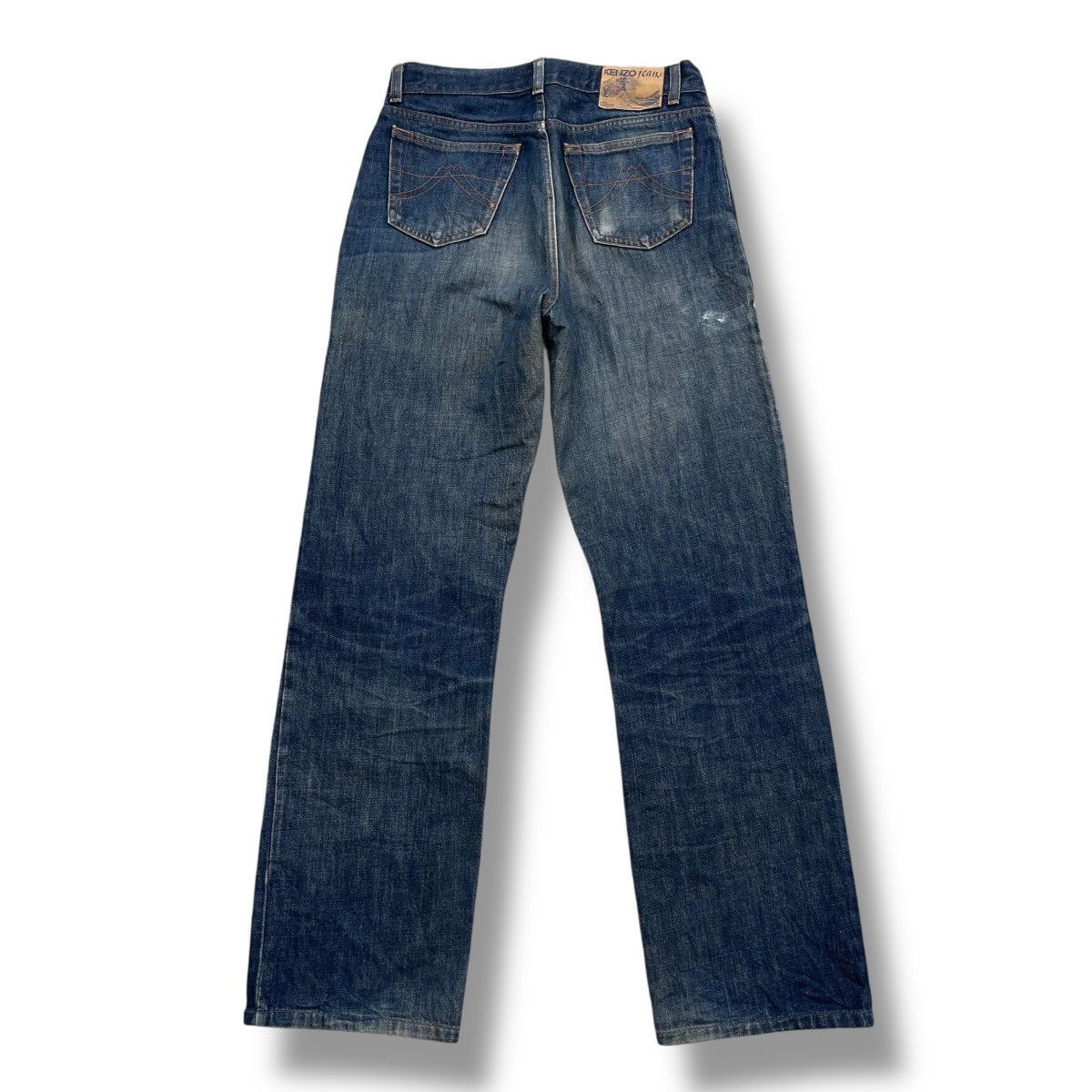 Kenzo 🇯🇵 VINTAGE KENZO WASHED DISTRESSED DENIM PANTS Size US 29 - 2 Thumbnail