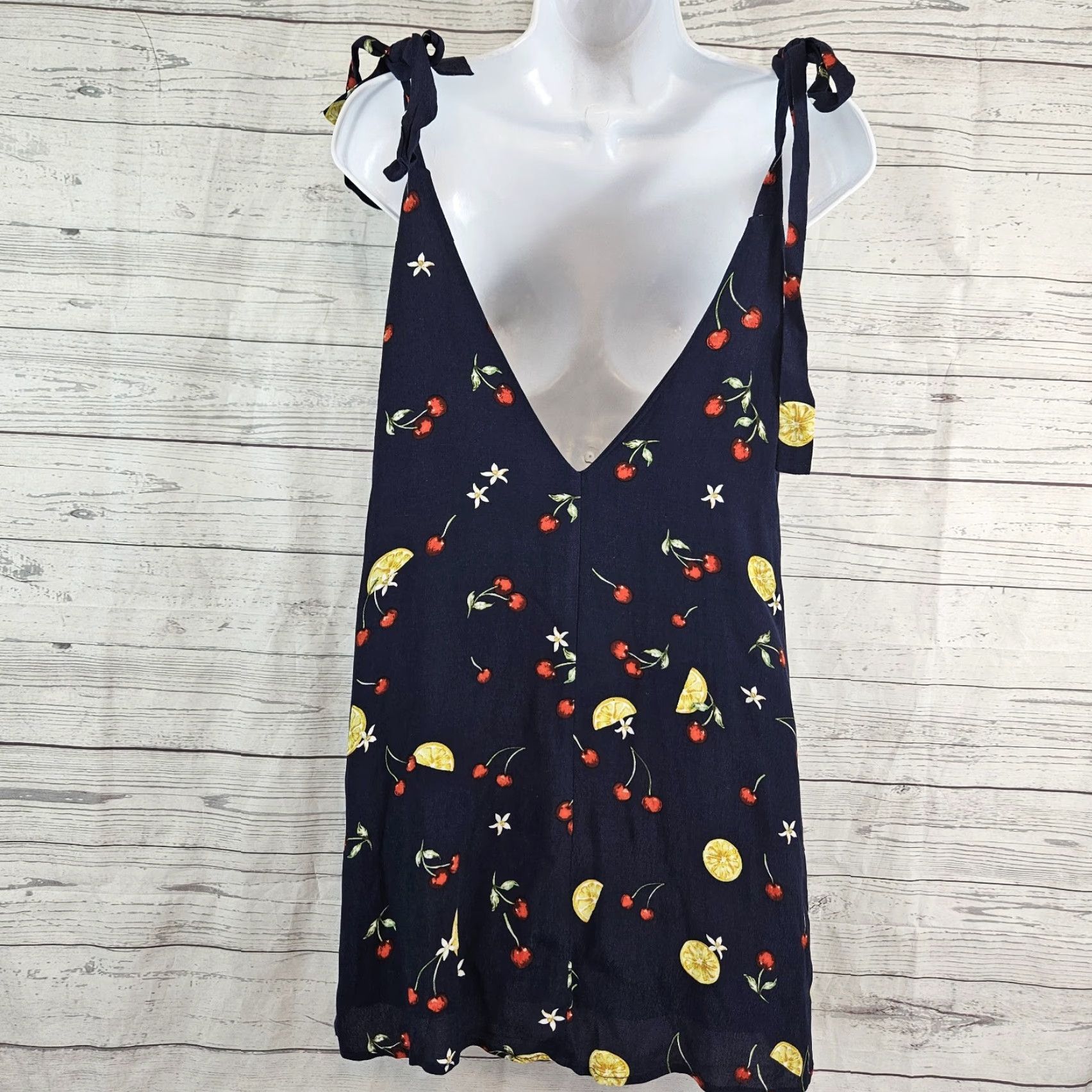 Vintage Capulet Dress XS Blue V-Neck Sleeveless Tie Cherries Lemons Short Mini Womens Capulet Size XS / US 0-2 / IT 36-38 - 3 Thumbnail