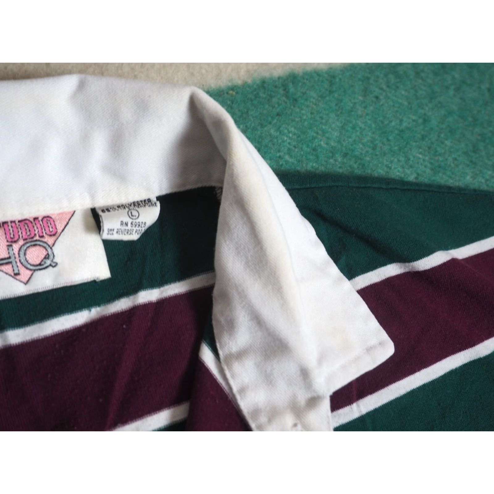 Vintage VTG Studio HQ Rugby Shirt L/S Pullover Mens L green 1990s Polo Sportswear/Beach Cotton Blend Size US L / EU 52-54 / 3 - 7 Thumbnail