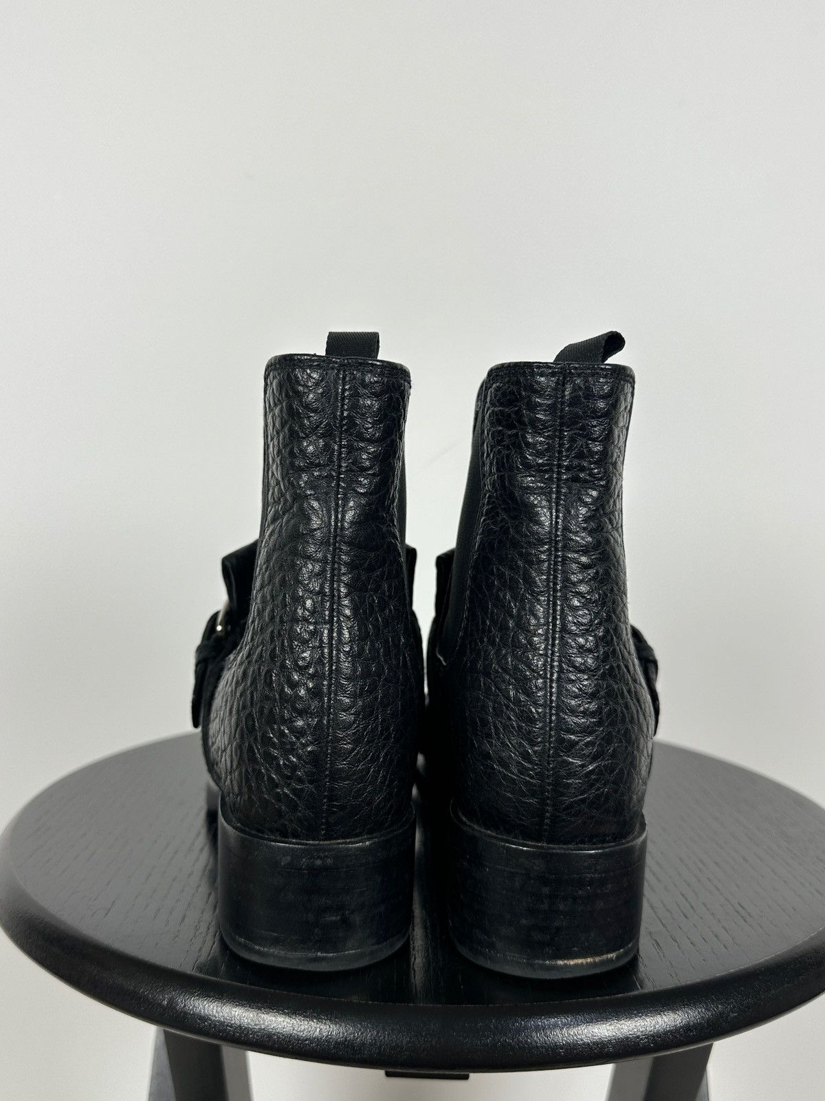 Prada Prada Black Leather Buckle Fringe Chelsea Ankle Boots Size US 6.5 / IT 36.5 - 13 Thumbnail