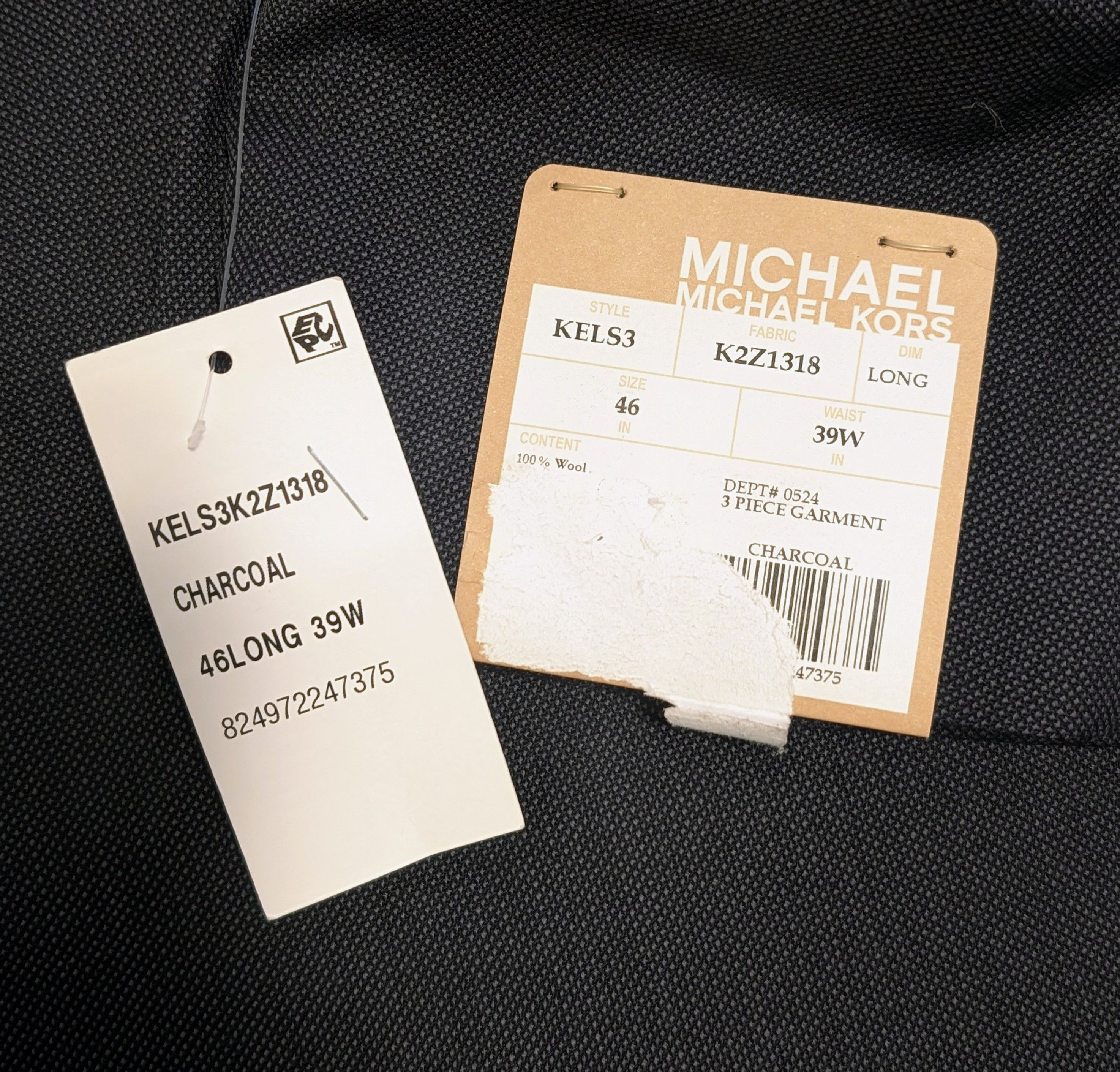 Michael Kors New Michael Kors 3 Piece 100% Wool Suit Charcoal Size 46L Size 46L - 6 Thumbnail