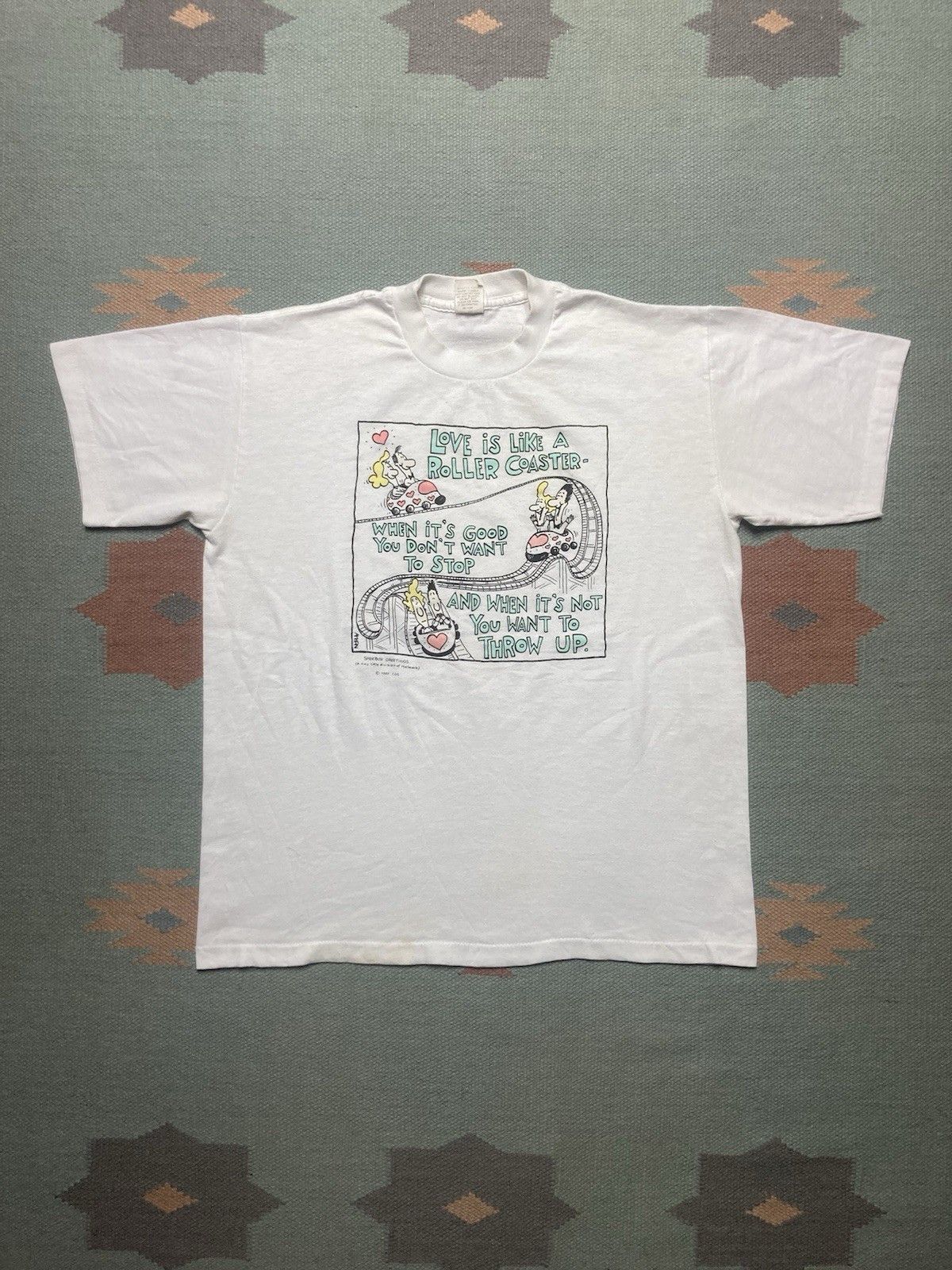 Vintage 80s t shirt love is like a rollercoaster single stitch large Size US L / EU 52-54 / 3 - 1 Thumbnail