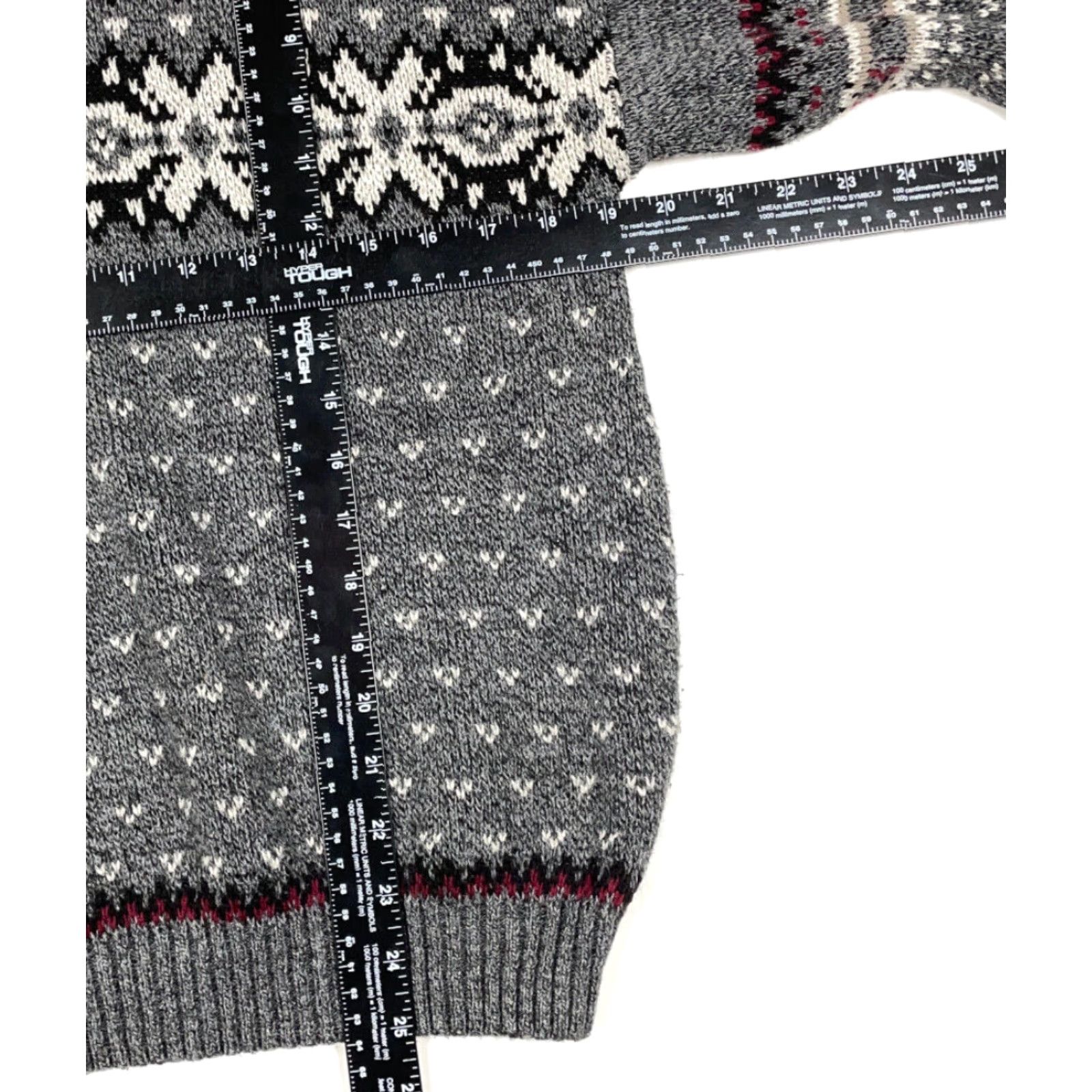 Vintage VINTAGE 90s Ash Creek Geometric Pullover Sweater Men Medium Gray Knit Canada Made Wool-Acrylic-Nylon Heavyweight Crew Neck Ski Holiday/Retro Style Size US M / EU 48-50 / 2 - 8 Thumbnail