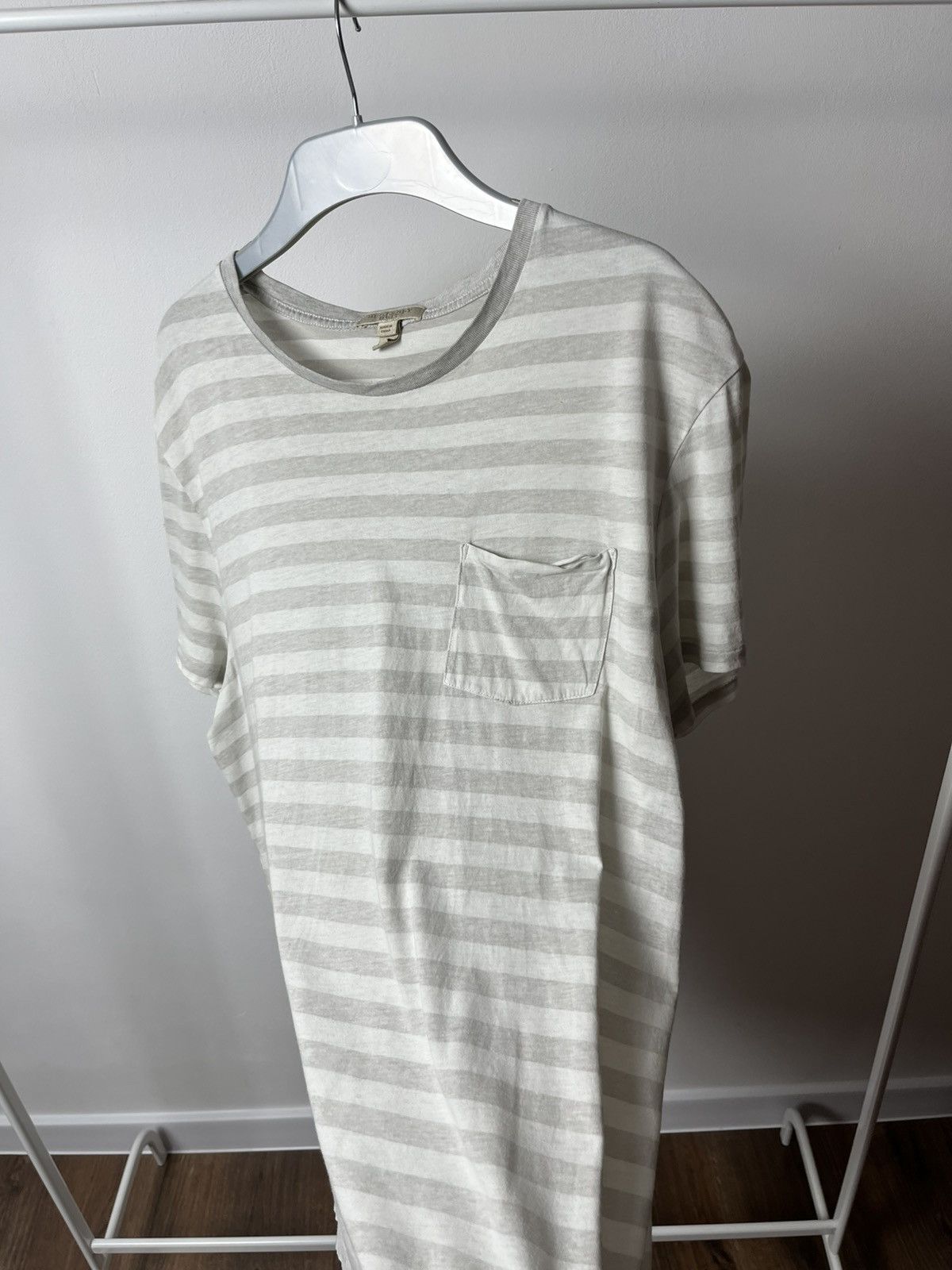Burberry Burberry Brit Womens Stripe Tee Gray White Pocket Logo L Size L / US 10 / IT 46 - 4 Thumbnail