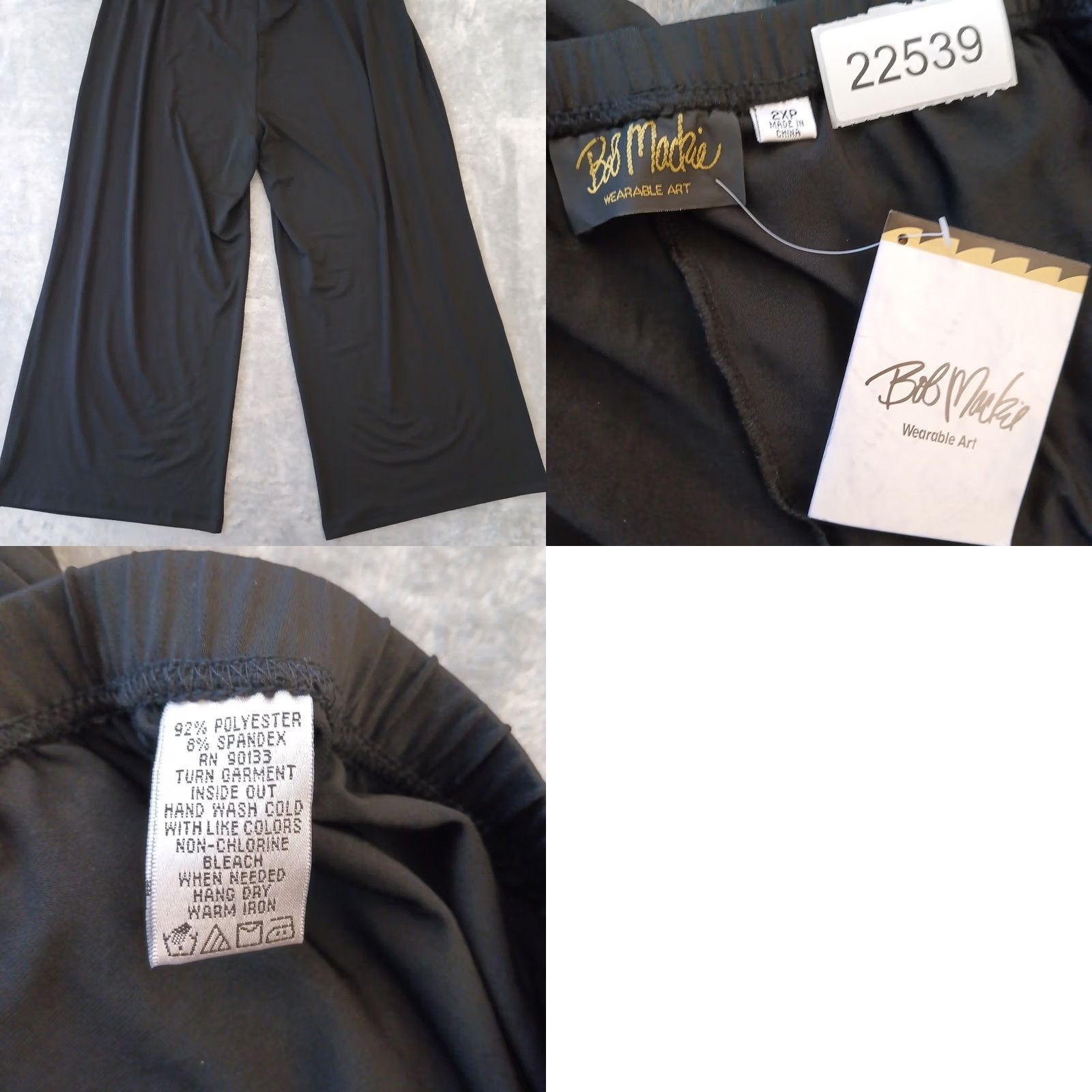 Bob Mackie Bob Mackie Pants Womens Plus Size 2XP Black Wide Leg Pull On Ankle 40x27.5 New Size 40" / US 18 - 8 Thumbnail