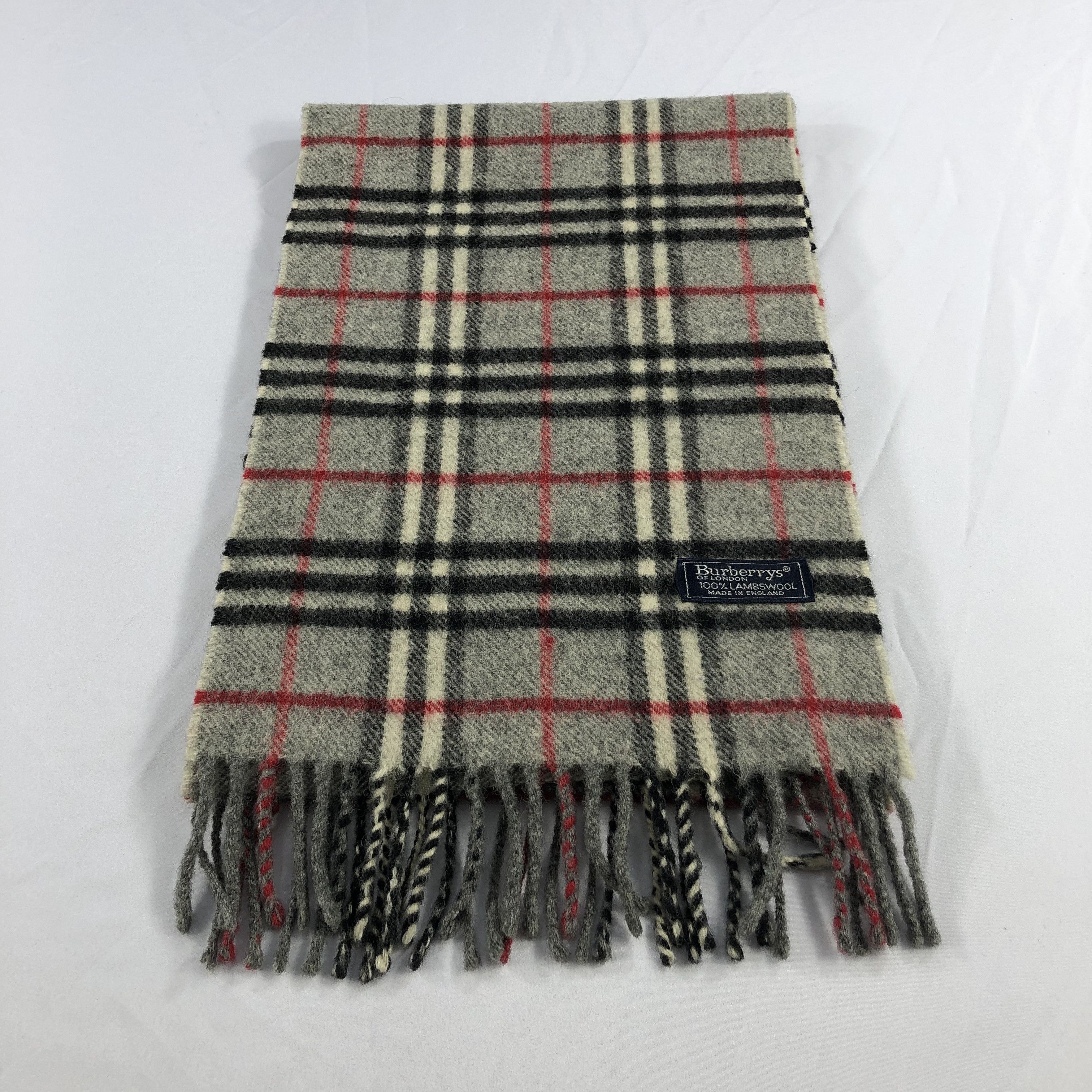 Burberry Burberrys Nova Check Grey Wool Scarf Muffler V1028 Size ONE SIZE - 2 Thumbnail