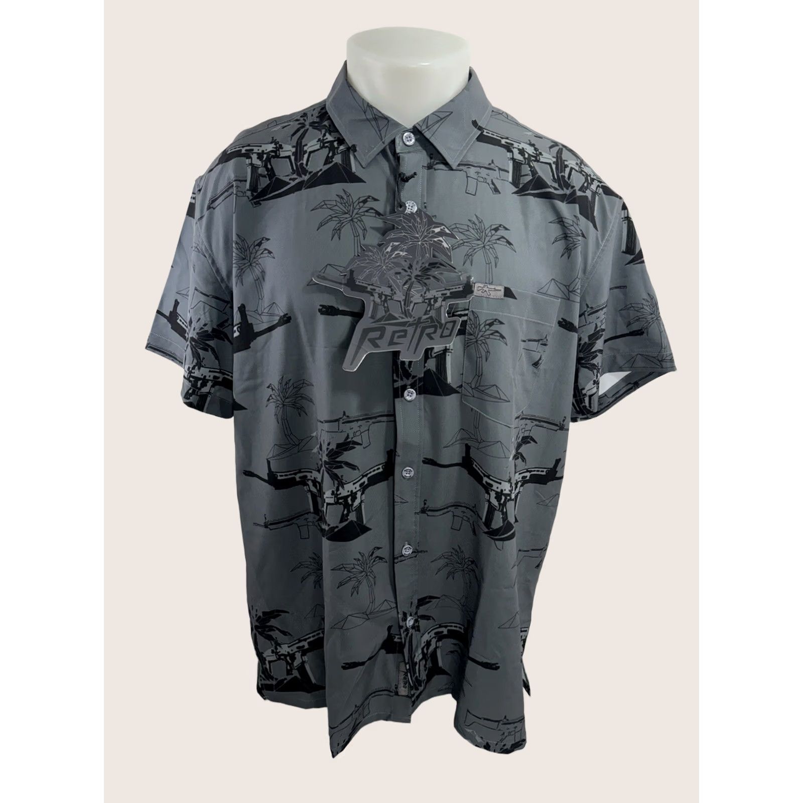 Vintage RETRO RIFLE - NEW w TAG - THE PALM Military AR15 Machine Gun Mens XXL Shirt Size US XXL / EU 58 / 5 - 1 Thumbnail