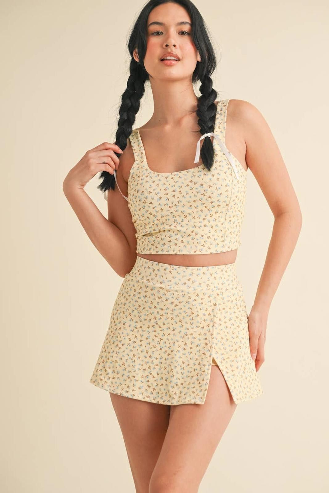 Christian Kimber Ditsy Print Twist Back Crop Tank by Kimberly C Size ONE SIZE - 3 Thumbnail