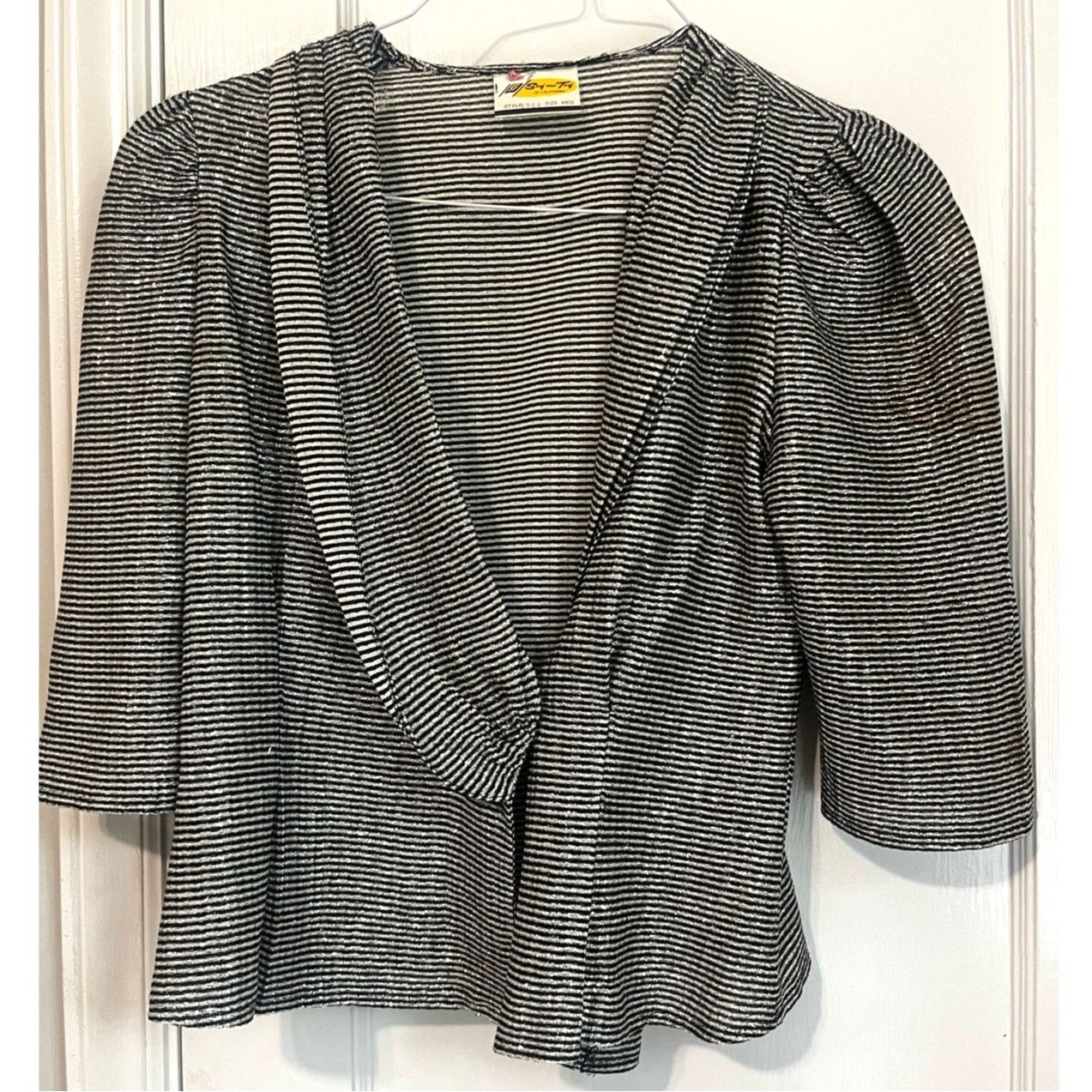 Vintage Vintage 90s California Silver Black Wrap Crop Top Small Med Size M / US 6-8 / IT 42-44 - 1 Thumbnail
