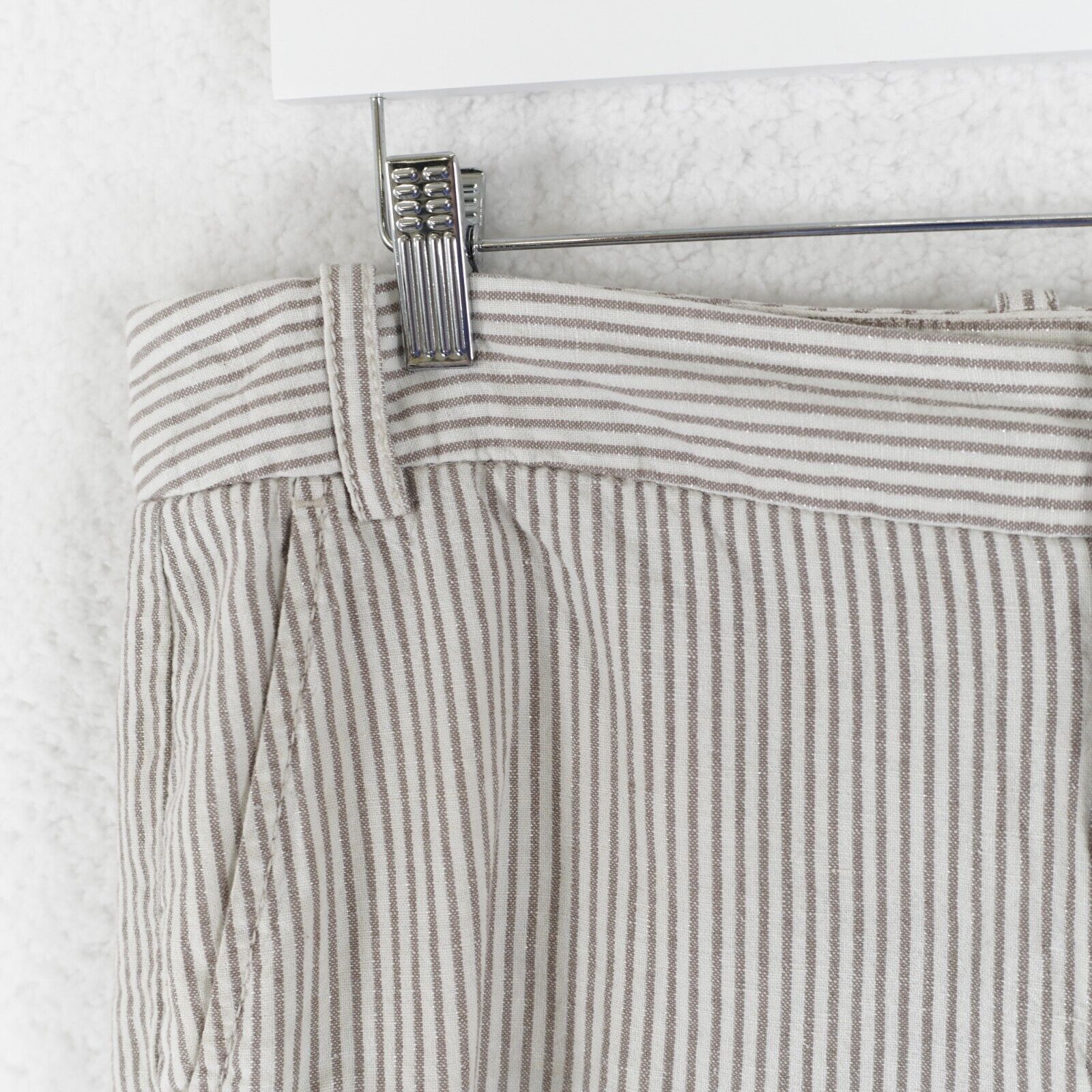 Express Express Linen Shorts Cream Beige Striped Size 10 Mid Rise Ho Size 32" / US 10 / IT 46 - 3 Thumbnail
