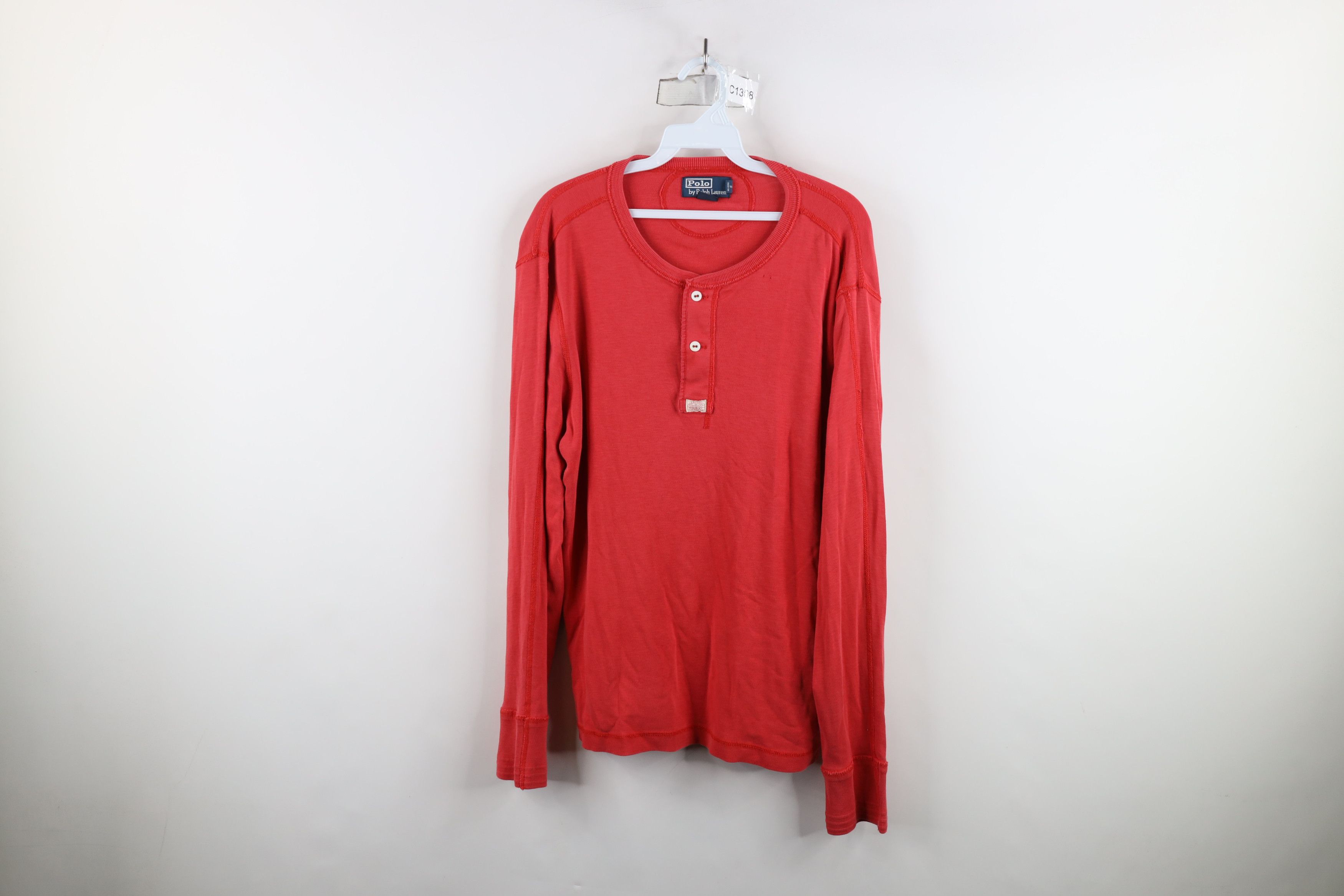 Ralph Lauren × Vintage Vintage 90s Ralph Lauren Ribbed Long Sleeve Henley T-Shirt Size US L / EU 52-54 / 3 - 1 Thumbnail