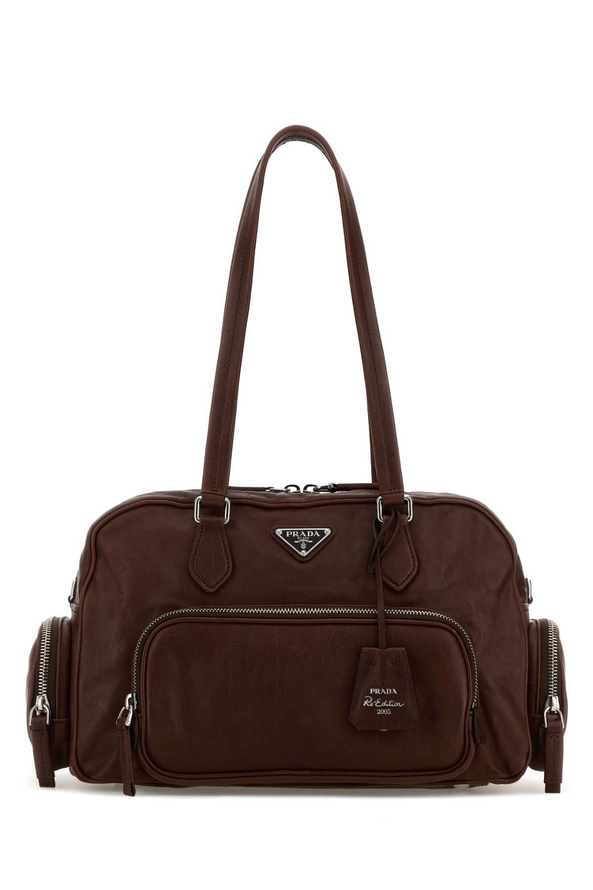 Prada Chocolate Leather Shoulder Bag Size ONE SIZE - 1 Thumbnail
