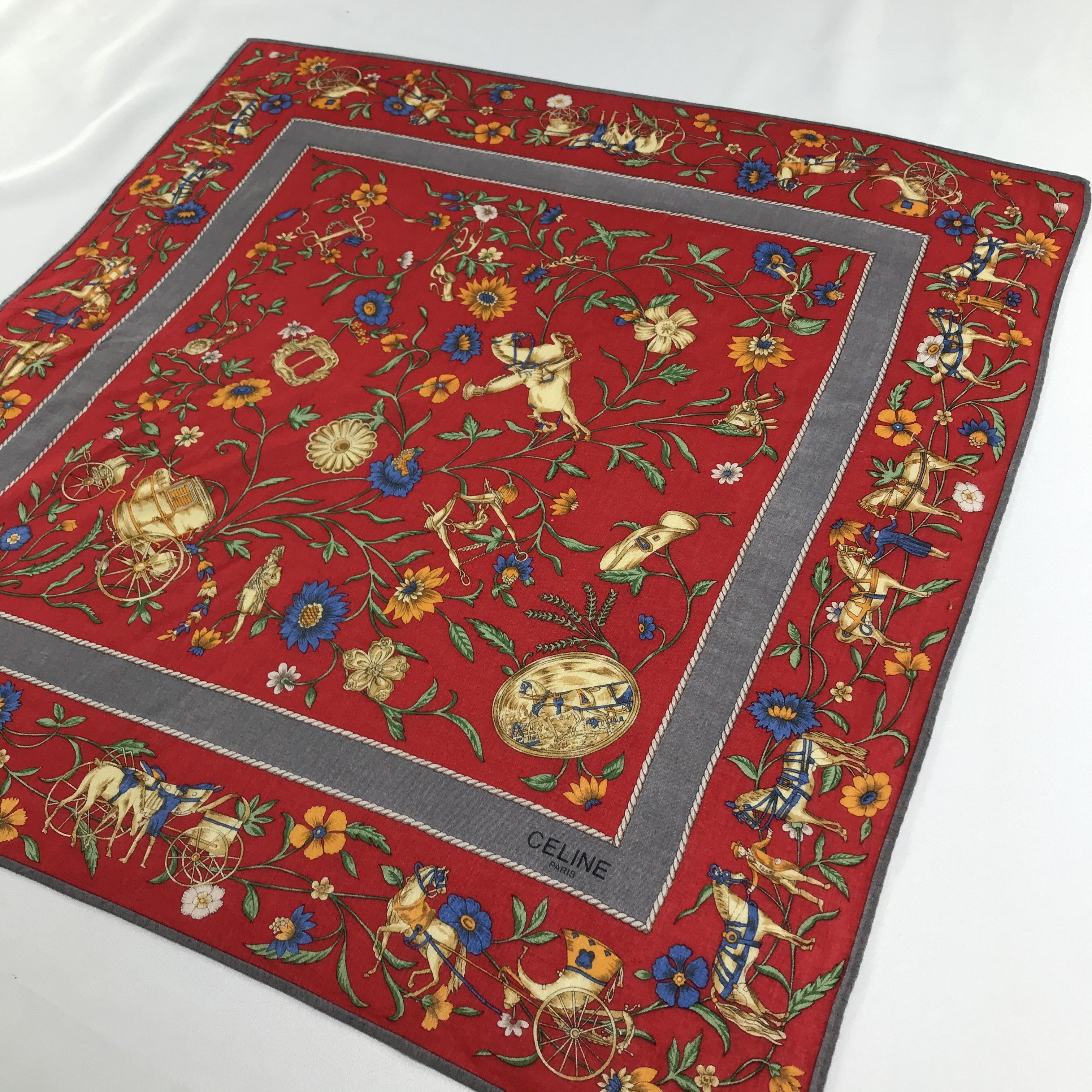 Celine Celine Floral Handkerchief Neckerchief Bandana H758 Size ONE SIZE - 4 Thumbnail