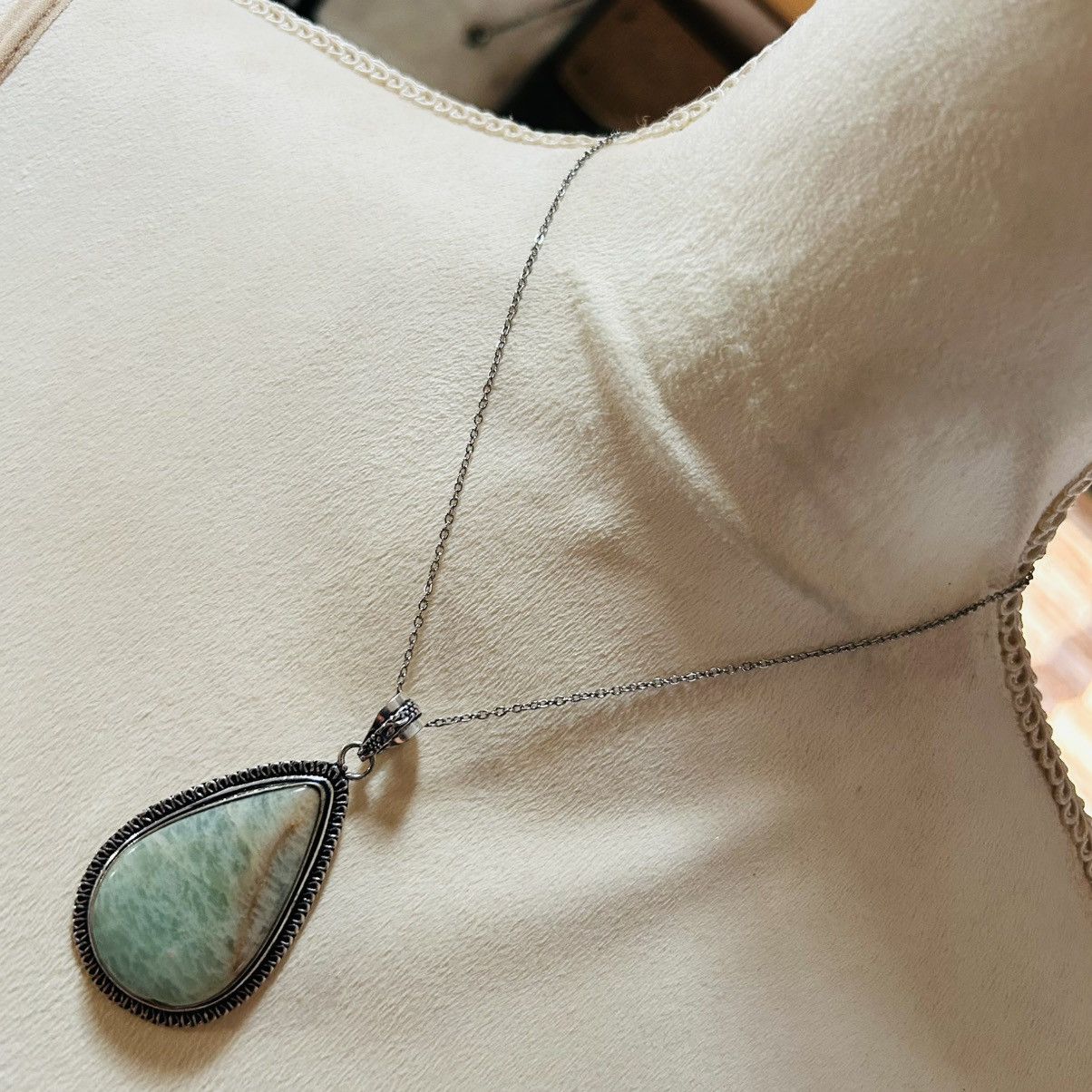 Handmade Handcrafted framed teardrop amazonite 925 sterling necklace Size ONE SIZE - 2 Thumbnail