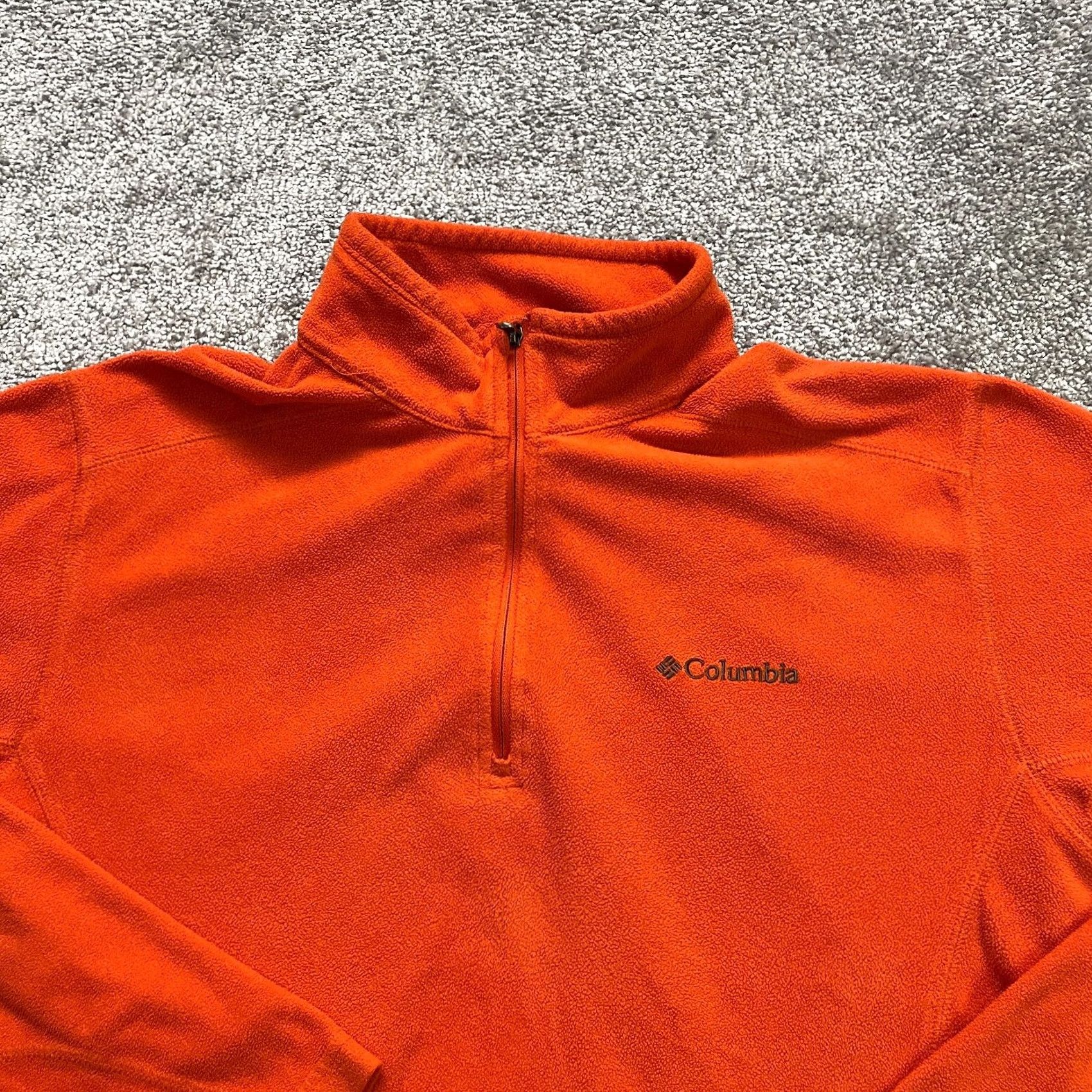 Vintage Columbia Jacket Mens M Orange 1/4 Zip Pockets Fleece Hiking Outdoor Solid Shirt Shoes? Size US M / EU 48-50 / 2 - 2 Thumbnail