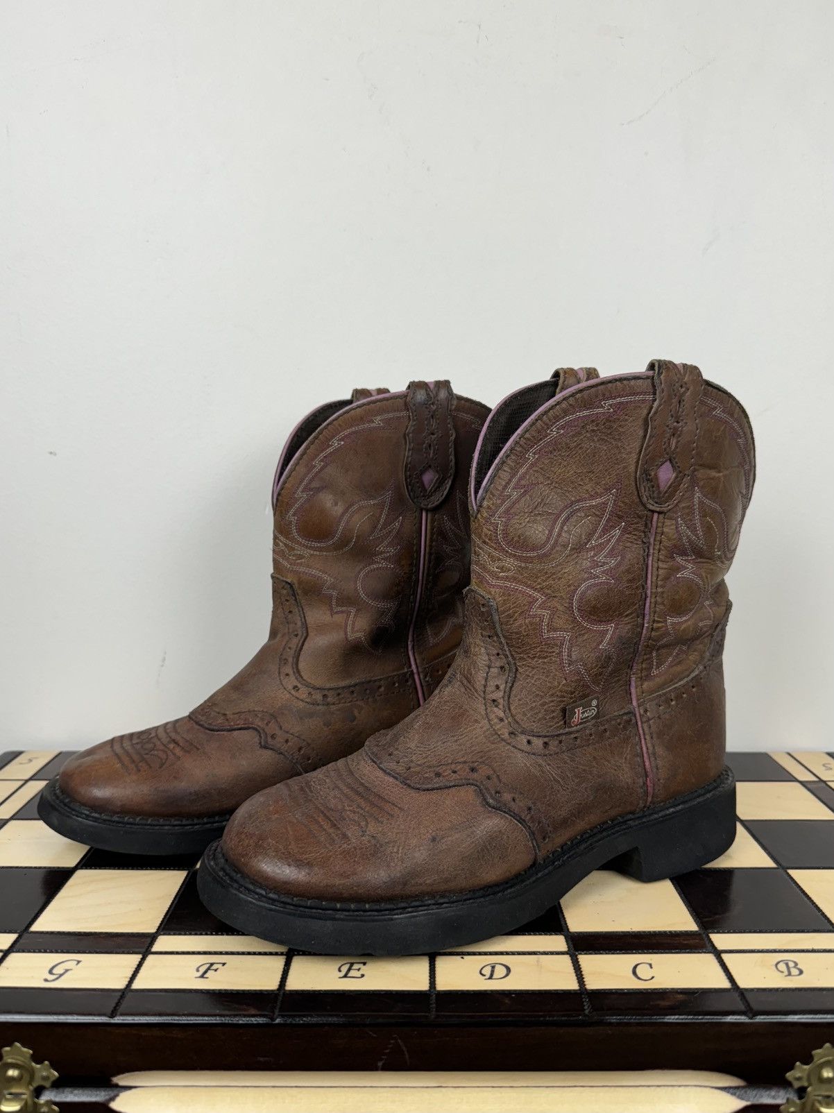 Tony Lama Vintage cowboy boots Justin USA Texas original retro item Size US 9 / IT 39 - 2 Thumbnail