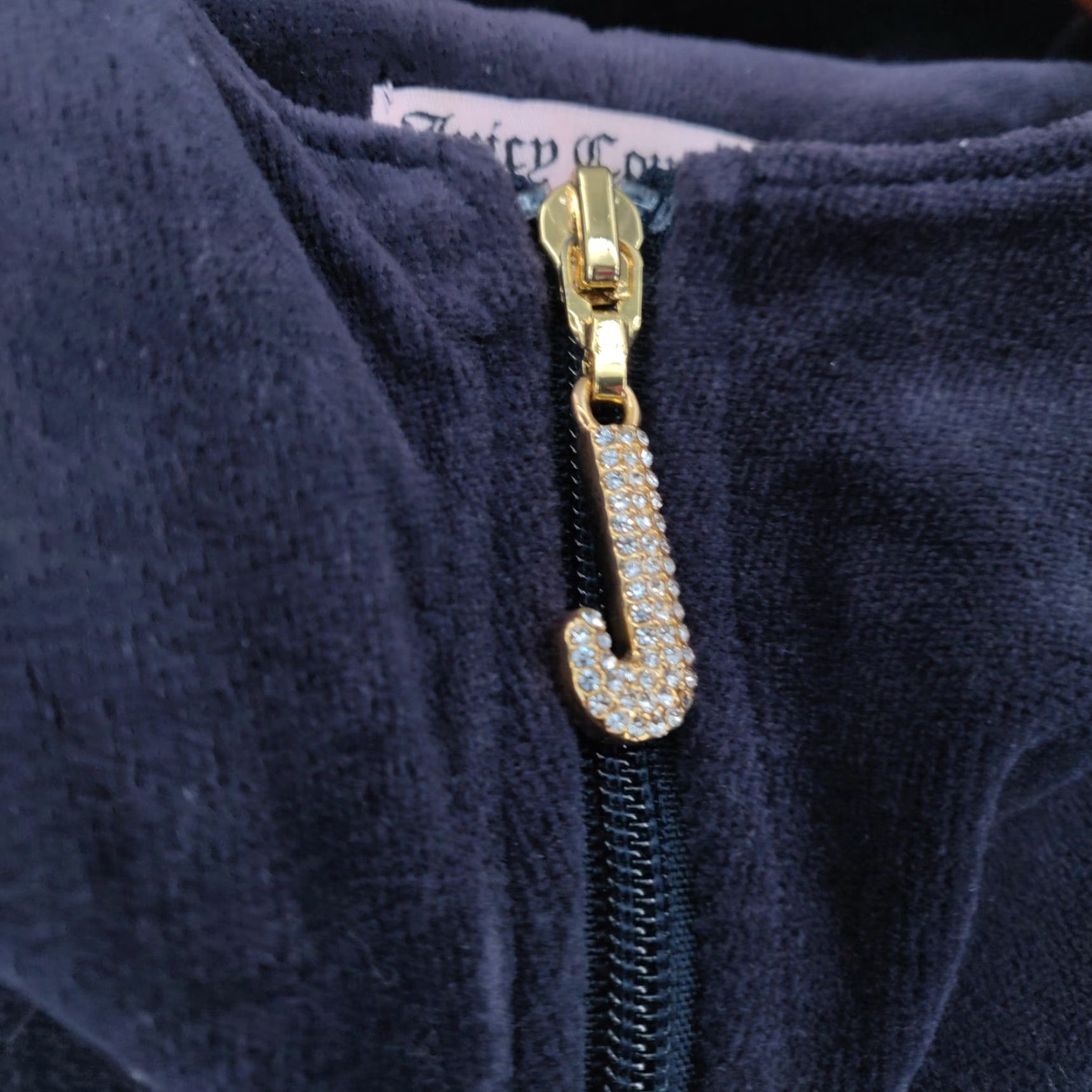 Juicy Couture VINTAGE Juicy Couture Velour Hoodie Jacket Womens L Blue Full Zip Rhinestones Size L / US 10 / IT 46 - 7 Thumbnail