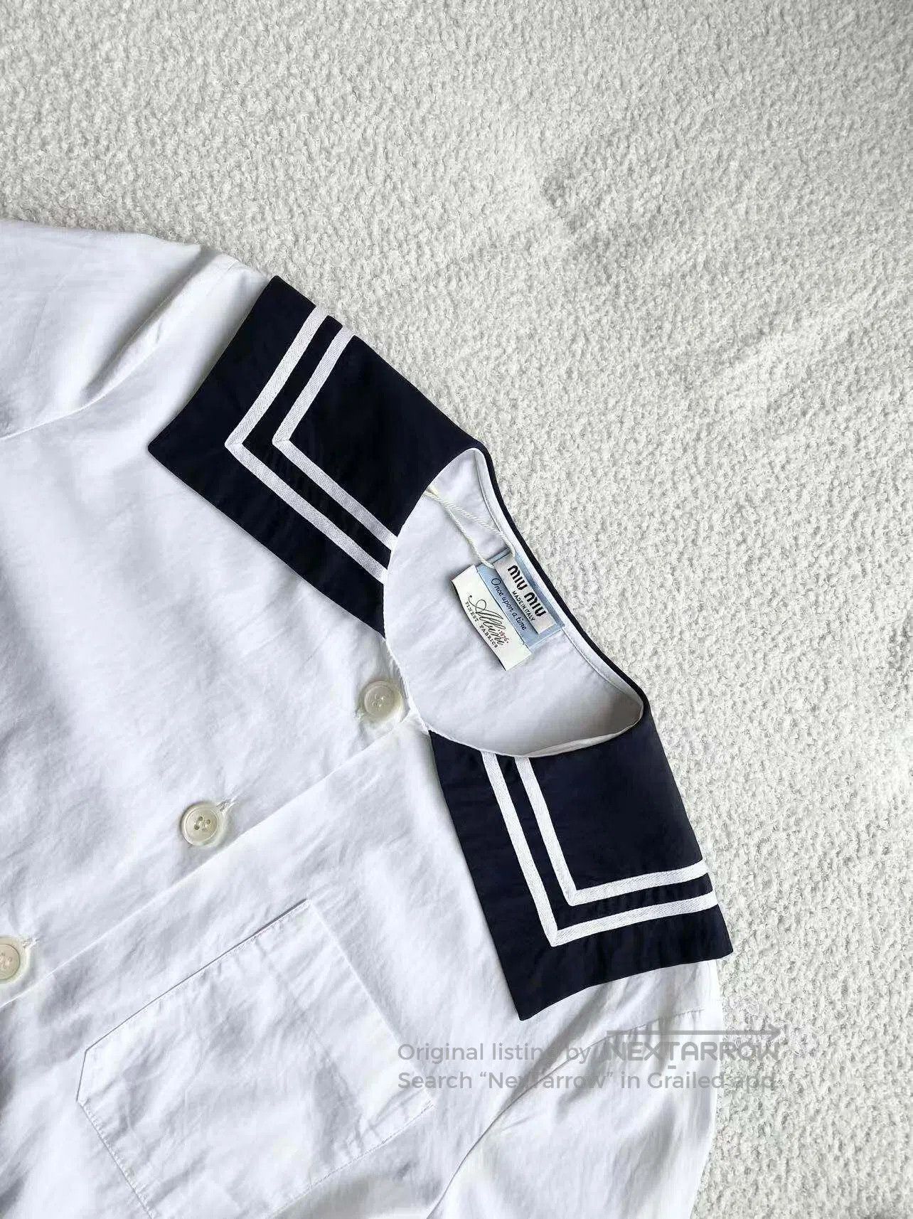 Miu Miu Miu Miu Navy collar long-sleeved shirt| Size XS / US 0-2 / IT 36-38 - 4 Thumbnail