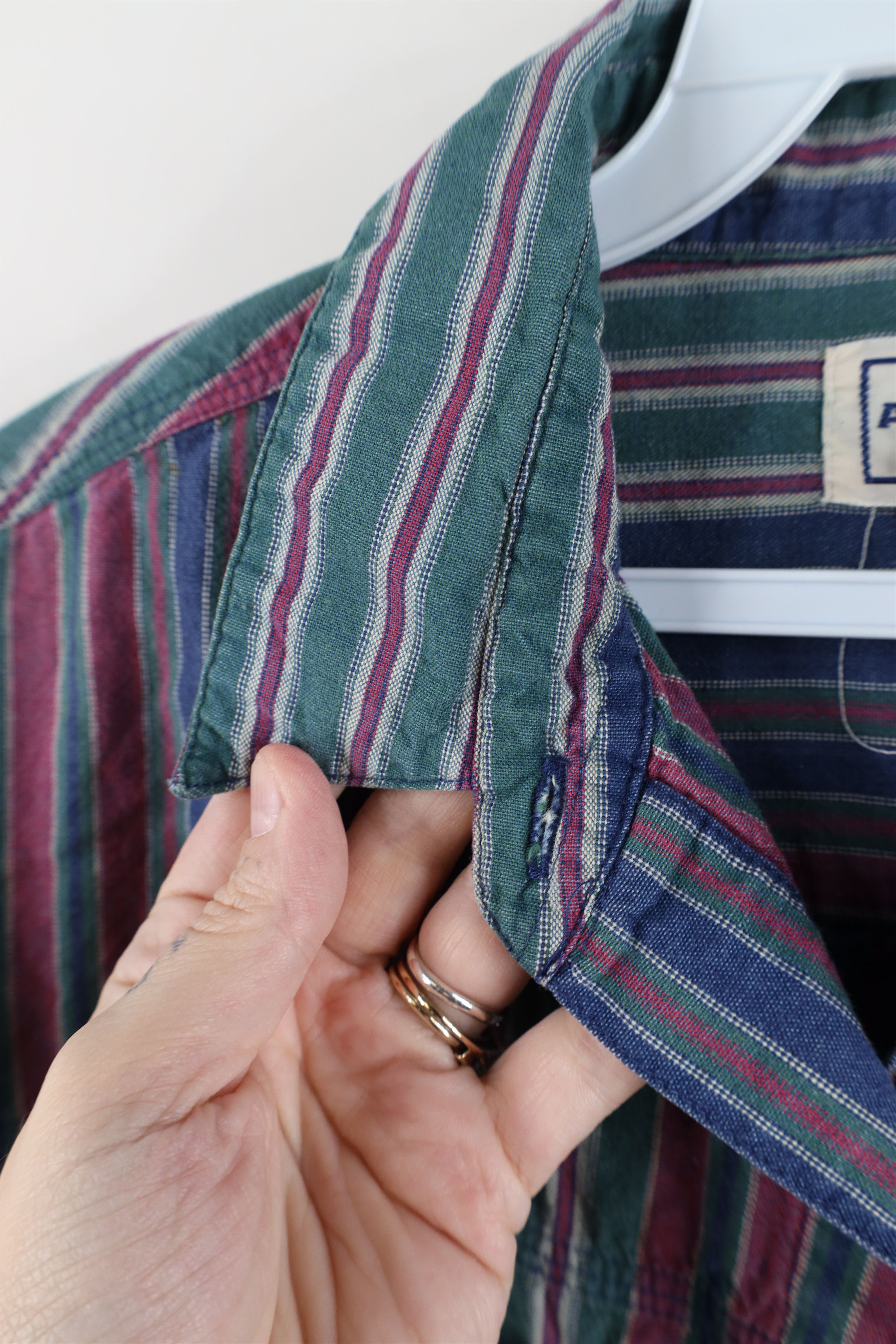 Vintage Vintage 90s Streetwear Striped Collared Button Shirt Size L / US 10 / IT 46 - 10 Thumbnail