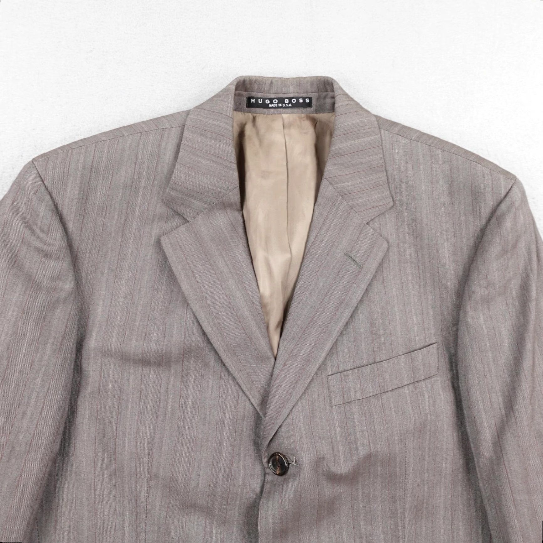 Hugo Boss VINTAGE Hugo Boss Blazer Mens 36S Brown Einstein Sigma Suit Jacket Sport Coat Gray Wool Striped Buttoned Formal Business 36S Mens Size 36R - 2 Thumbnail