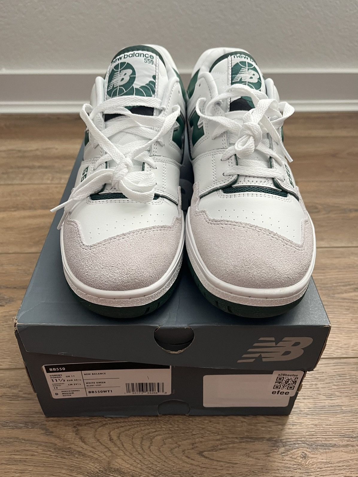 New Balance New Balance 550 White Green Size US 11.5 / EU 44-45 - 3 Thumbnail