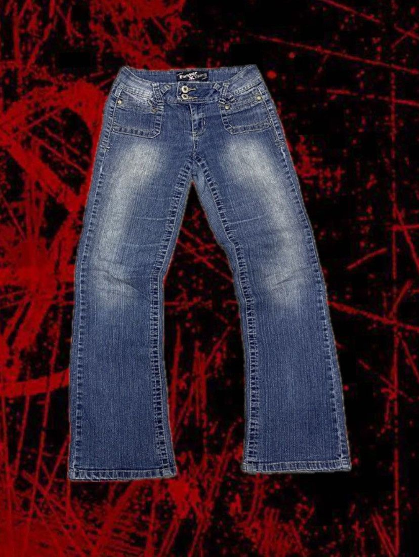 Japanese Brand Flared🔥 Forever Young Washed Bootcut Jeans Punk Lgb Size US 29 - 1 Thumbnail