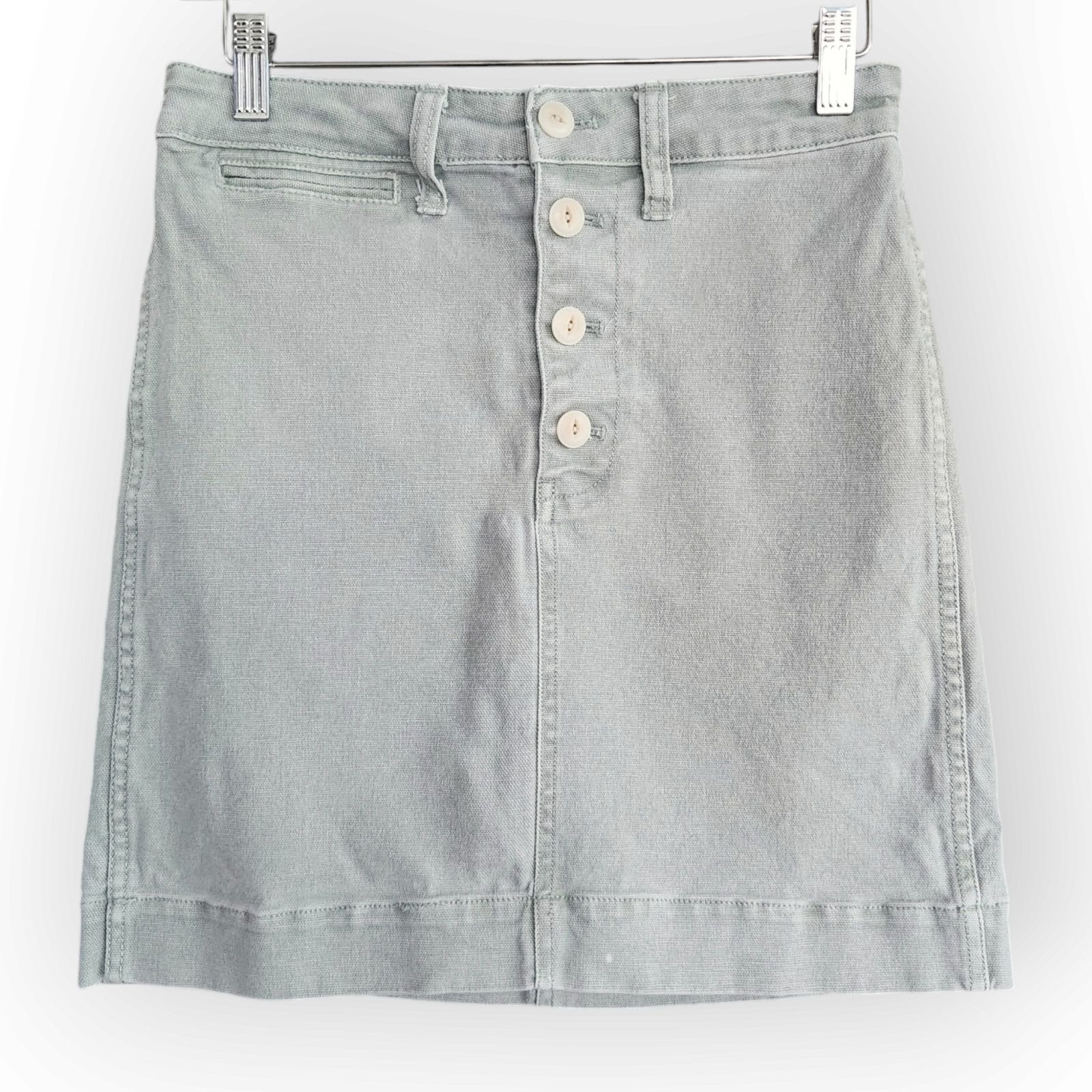 Madewell Madewell Light Green High Waisted Jean Mini Skirt 26 Size 26" / US 2 / IT 38 - 8 Thumbnail