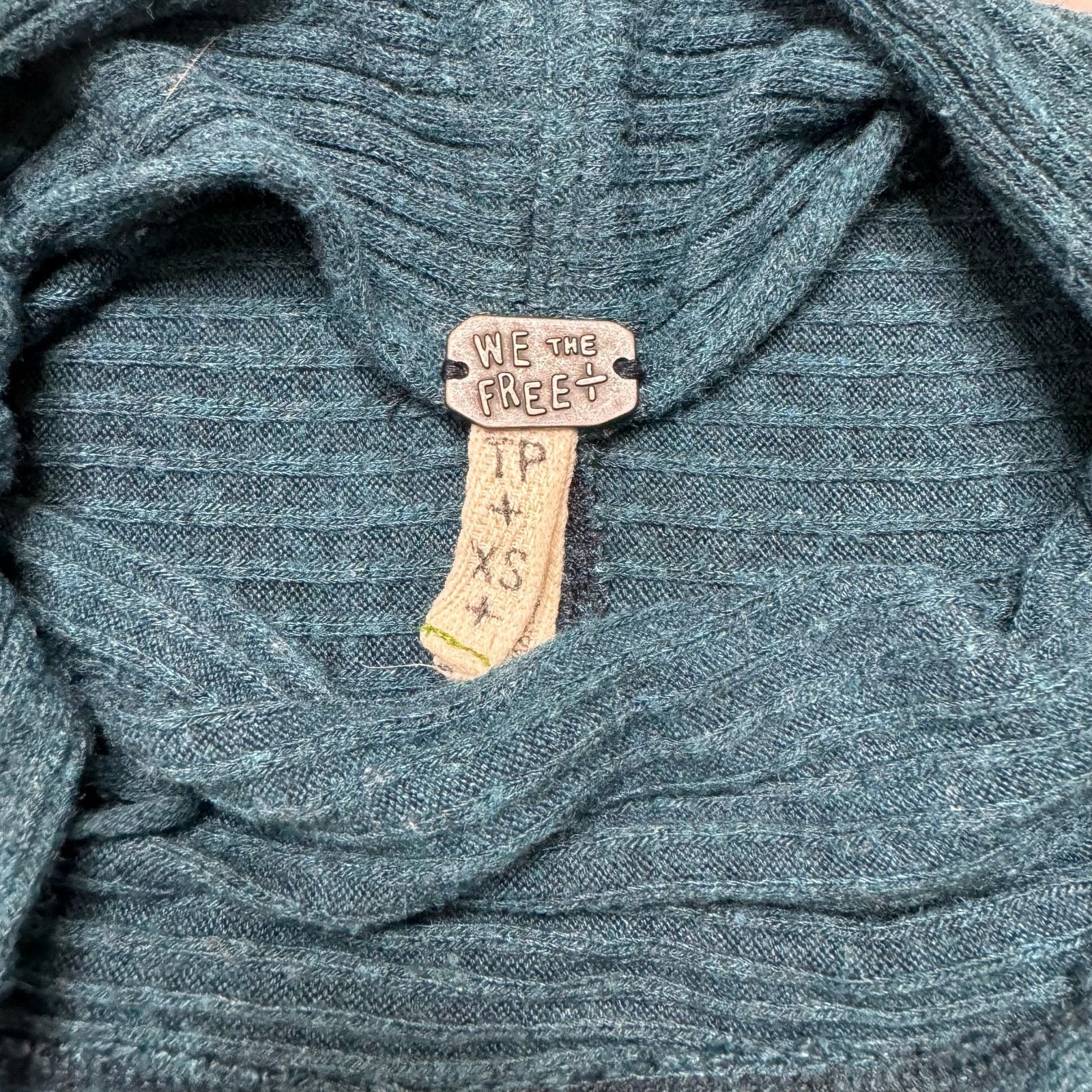 Free People WE THE FREE People Lover Rib Teal Blue Split Long Top XS Size XS / US 0-2 / IT 36-38 - 6 Thumbnail