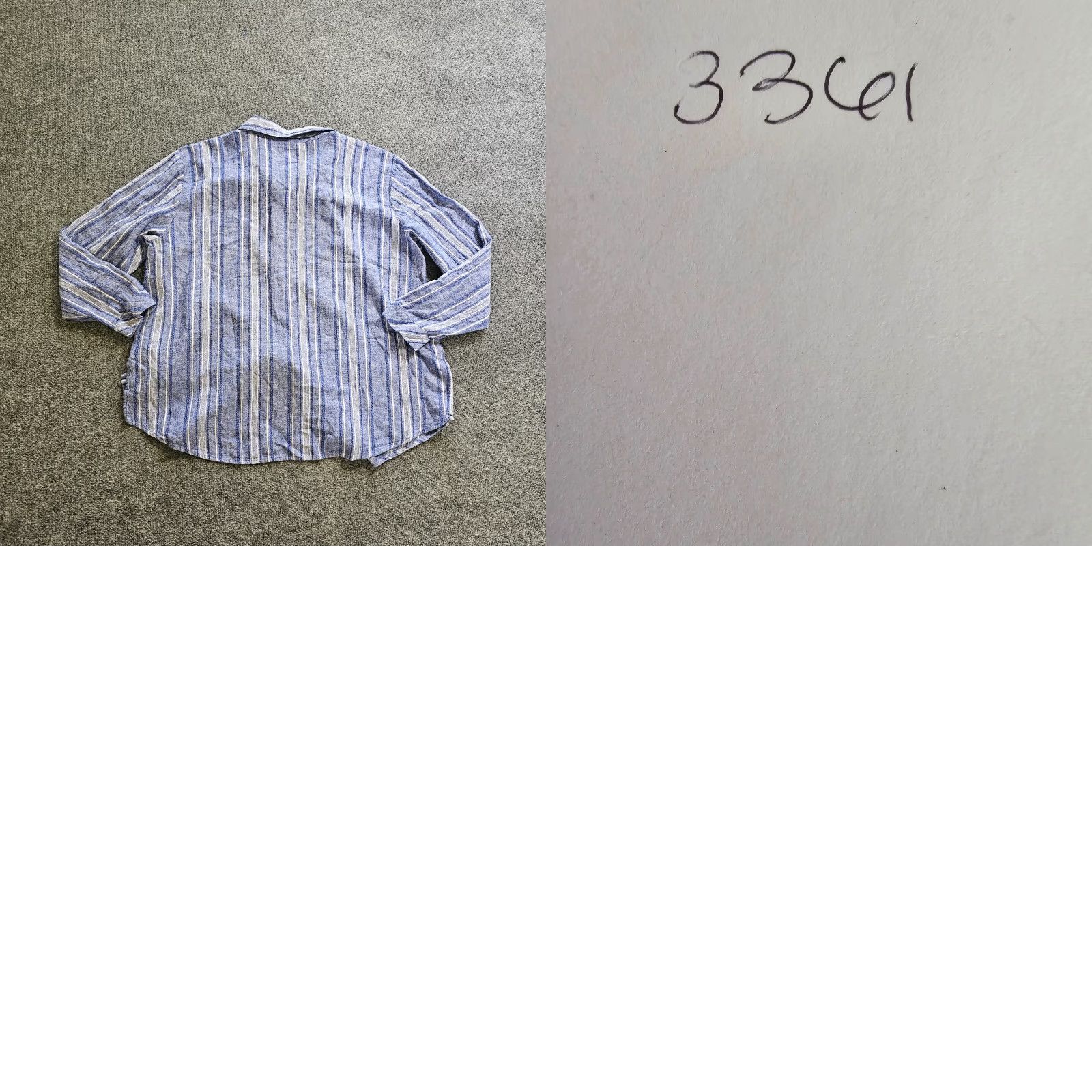 Vintage Susan Graver Top Women XL Petite Blue Linen Striped Button Long Sleeve Casual Blouse Size XL / US 12-14 / IT 48-50 - 8 Thumbnail