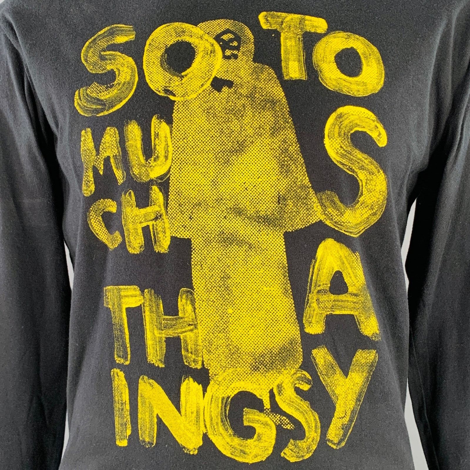 agnes b. Size XL Black Yellow Graphic Print Cotton Crew Neck Pullover Size US XL / EU 56 / 4 - 2 Thumbnail