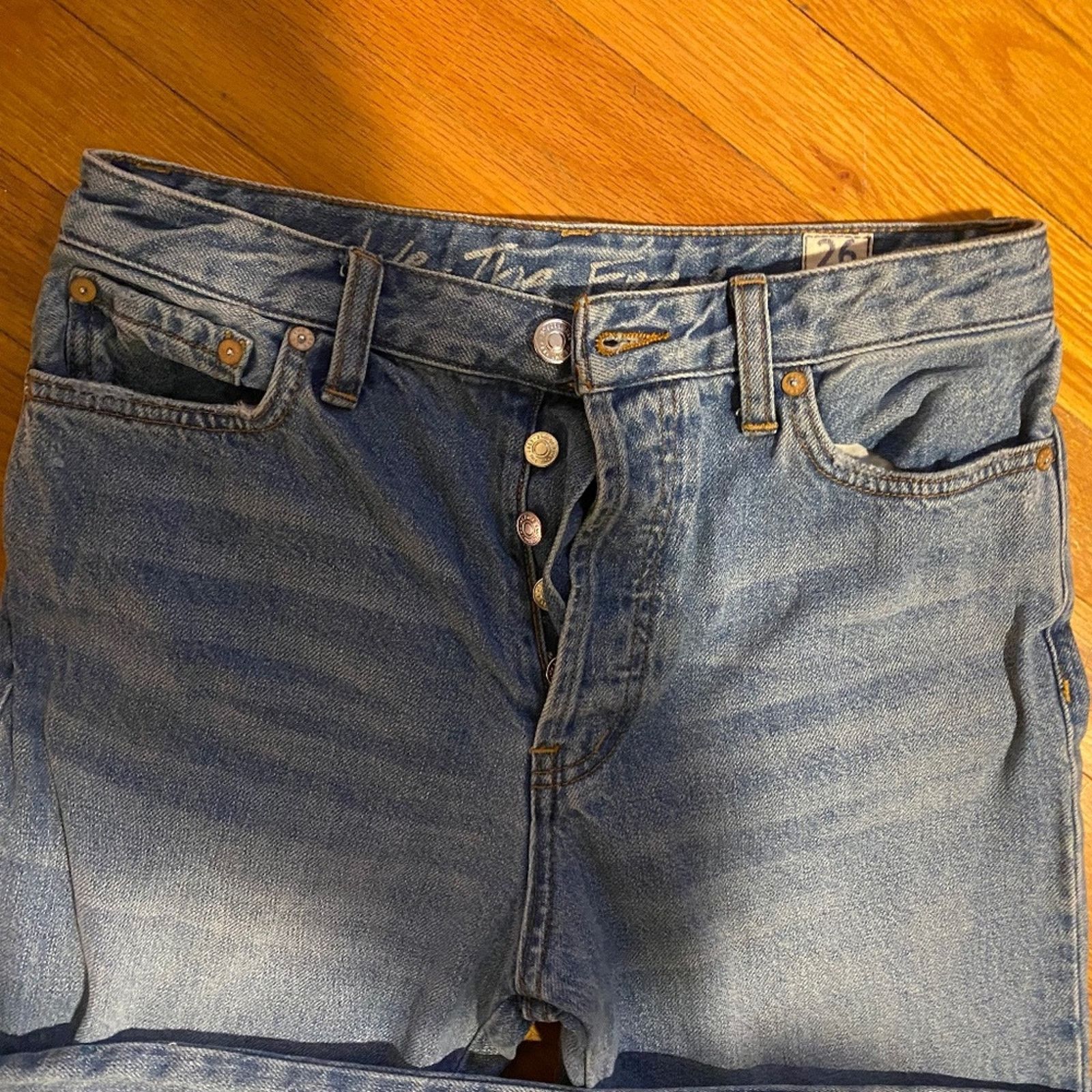Free People Free People High-Rise Regular Button Fly Raw Hem Jeans - 26 Size 26" / US 2 / IT 38 - 3 Thumbnail