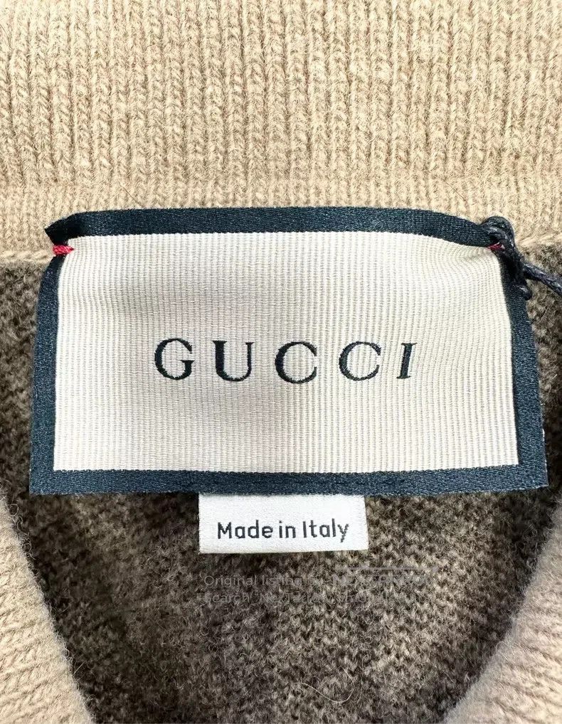 Gucci Gucci Khaki lapel full-print logo wool knitted cardigan co Size M / US 6-8 / IT 42-44 - 3 Thumbnail