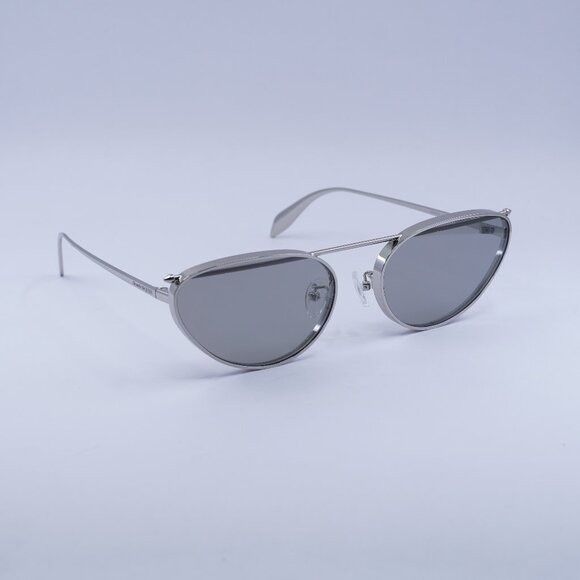 Alexander McQueen Alexander McQueen AM0424S 004 Sunglasses Silver Cat Eye Size ONE SIZE - 1 Thumbnail