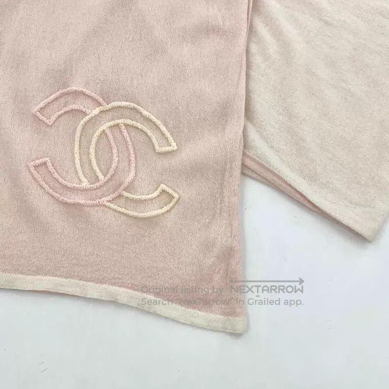 Chanel Chanel Light pink double C embroidered cashmere scarf Size ONE SIZE - 5 Thumbnail