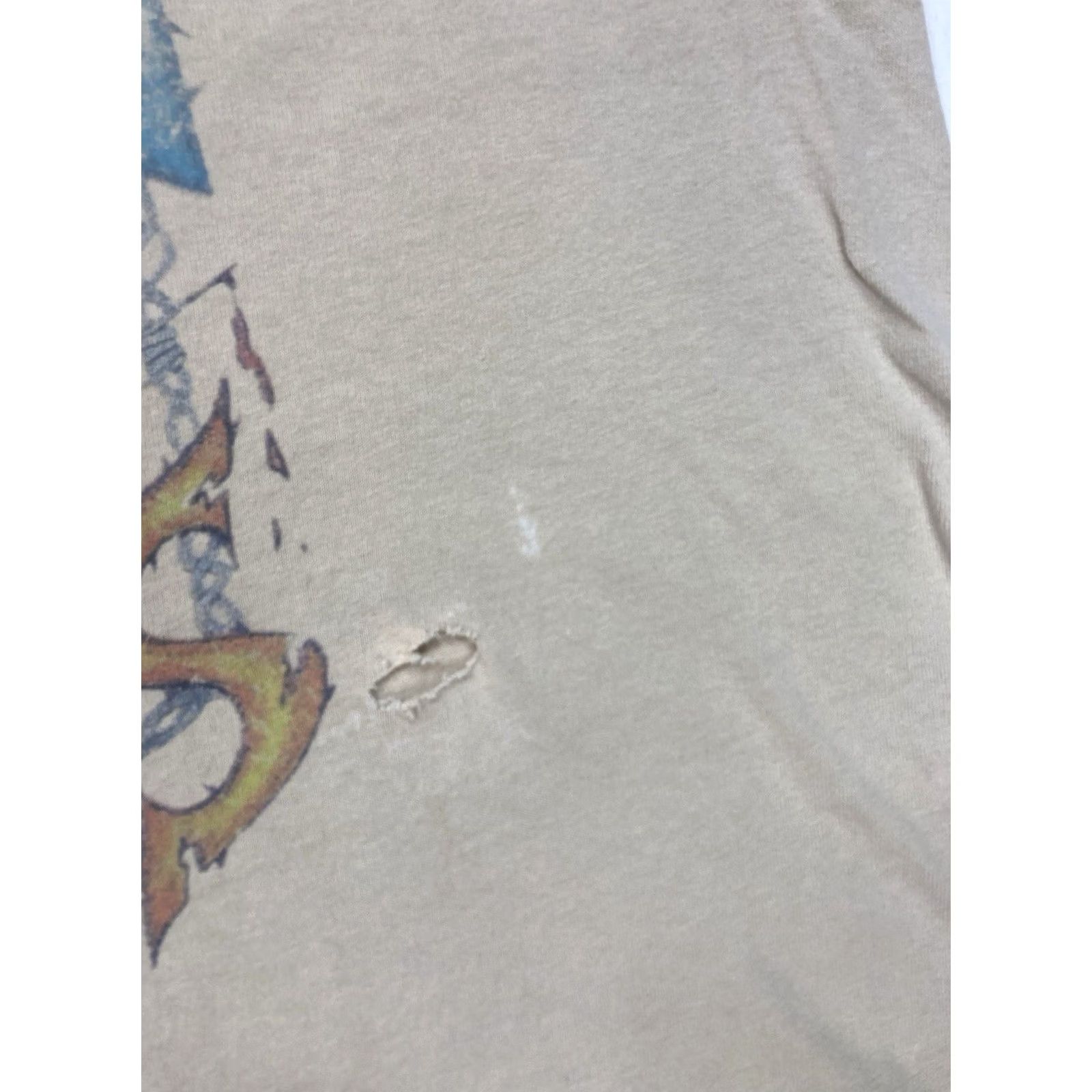 Vintage Guns N' Roses T-Shirt Men XL Graphic Print Beige Black Distressed Crew Neck Short Sleeve Music Shirt Size US XL / EU 56 / 4 - 3 Thumbnail