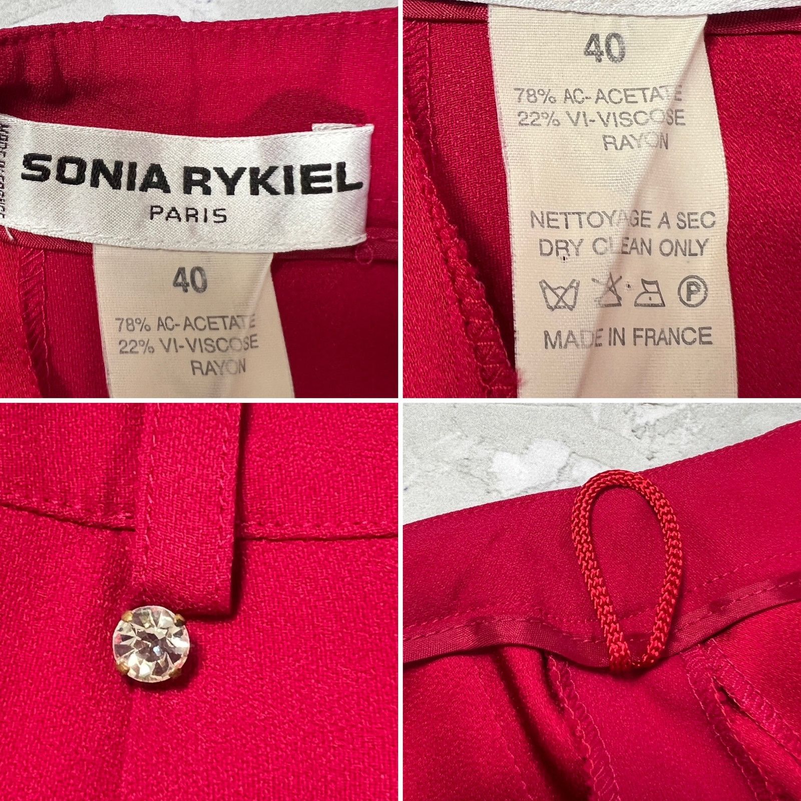 Sonia Rykiel Sonia Rykiel Paris Red Wide Leg Pants FR40 Size 28" / US 6 / IT 42 - 3 Thumbnail