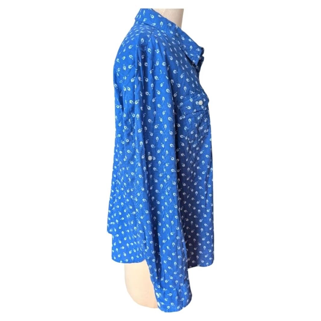 Tommy Hilfiger VINTAGE Tommy Hilfiger Button-Down Shirt Womens XL 100% Cotton Blue Contrast Cuffs EUC Size XL / US 12-14 / IT 48-50 - 3 Thumbnail