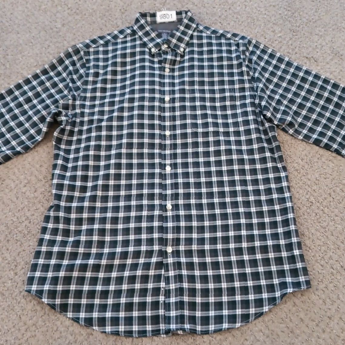 Van Heusen Van Heusen Shirt Mens Medium Green Plaid Long Sleeve Button-Down Button-Up Collared Cotton Blend Size US M / EU 48-50 / 2 - 4 Thumbnail