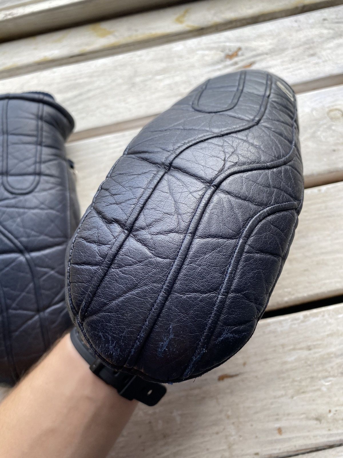 Japanese Brand × Leather × Vintage Vintage Made in Japan Black Leather motorcycle puffer gloves Size ONE SIZE - 8 Thumbnail