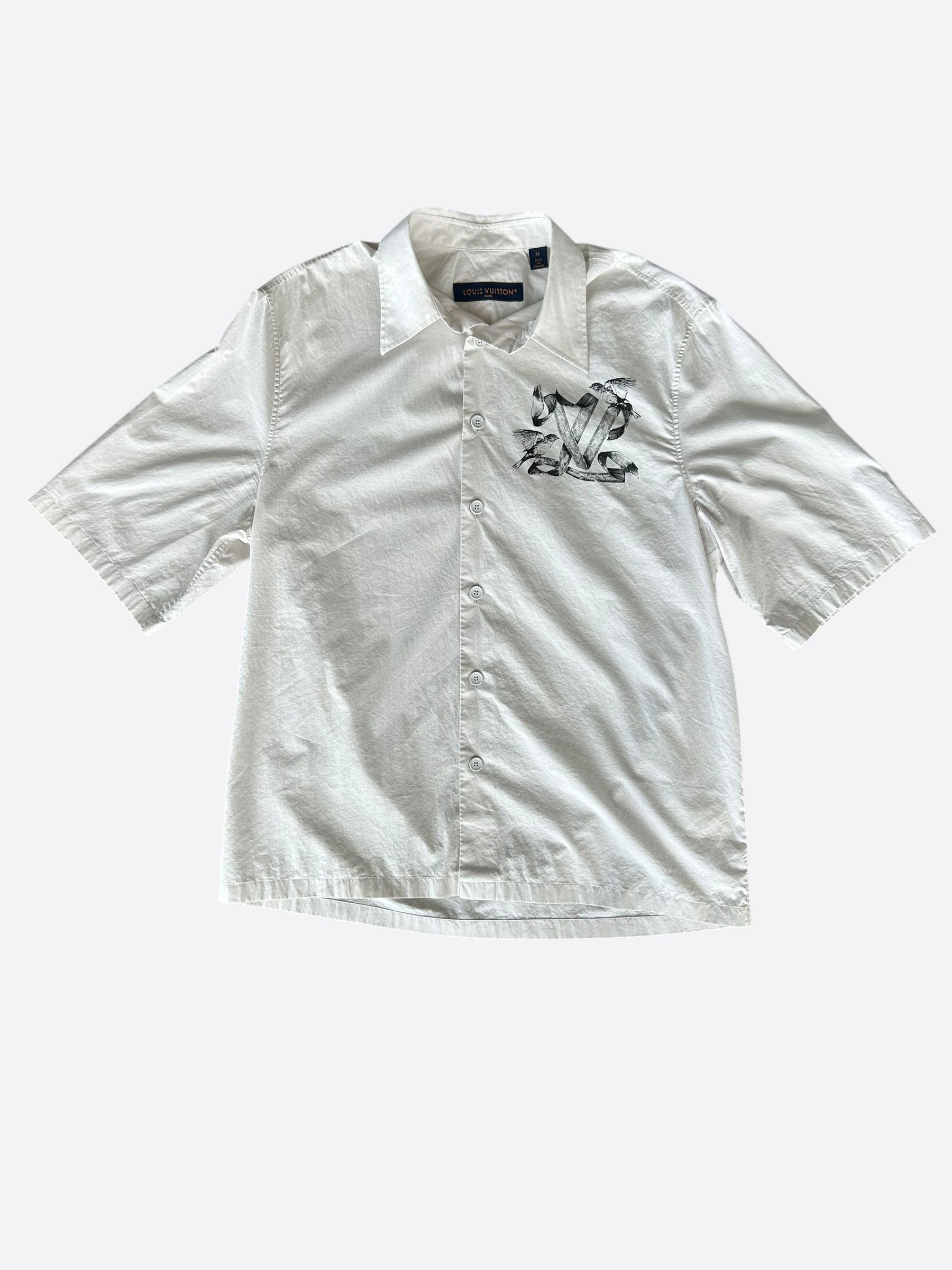 Louis Vuitton Louis Vuitton White & Black Birds Logo Button Up Shirt Size US M / EU 48-50 / 2 - 1 Thumbnail