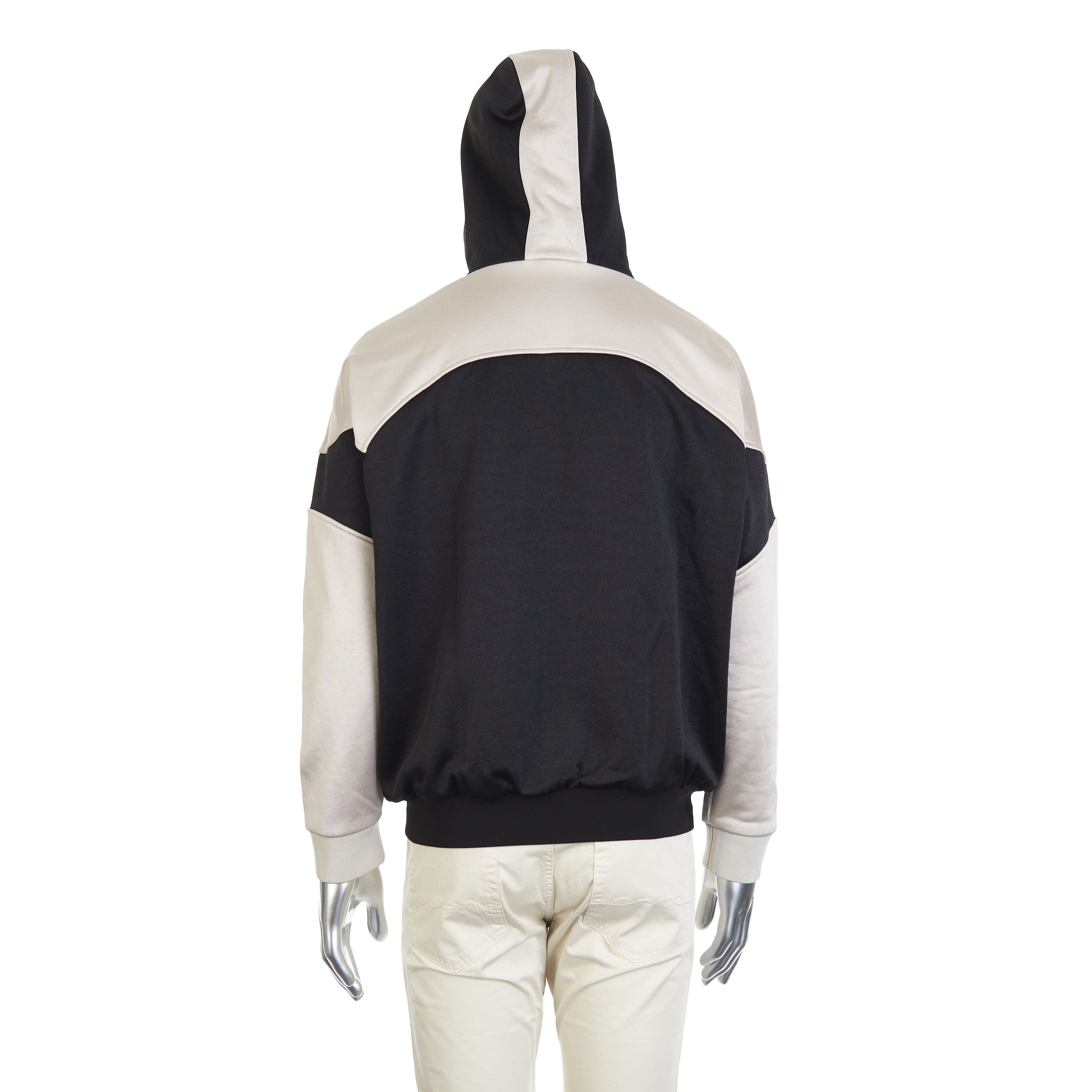 Saint Laurent Paris Zip-Up Hoodie In Black & Pearl Technical Cotton Size US L / EU 52-54 / 3 - 11 Thumbnail