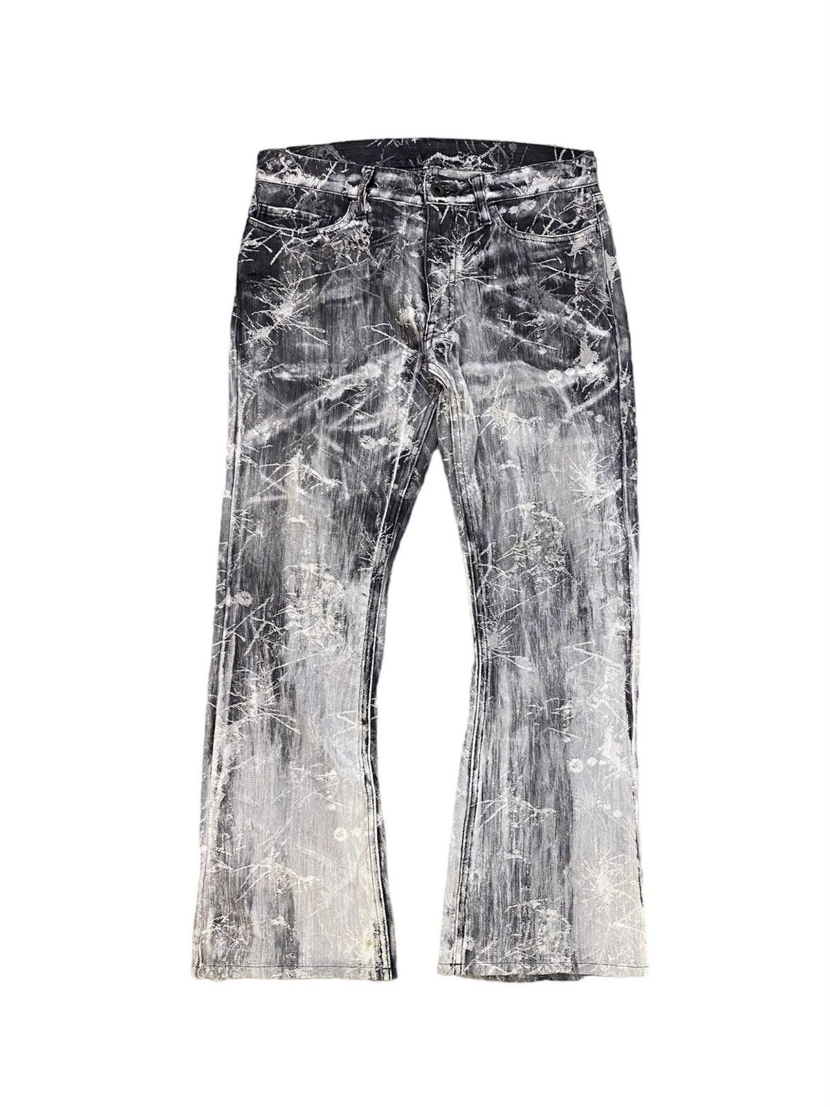 image of If Six Was Nine x Le Grande Bleu L G B Edge Rupert Spider Web Distressed Flare Denim Pant in Stonew